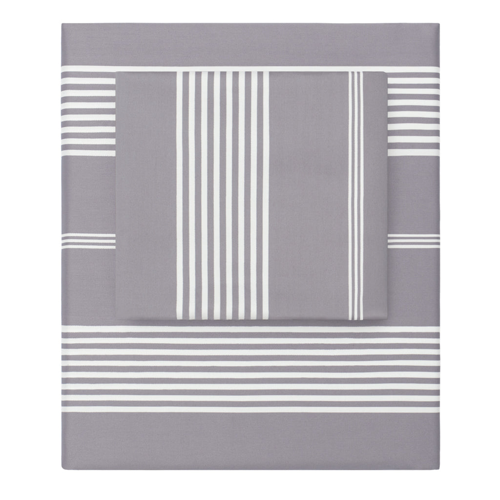Premium Grey Striped Seaport Sheet Set - Soft 100% Cotton Bedding - Perfect for Coastal & Nautical Themed Bedrooms