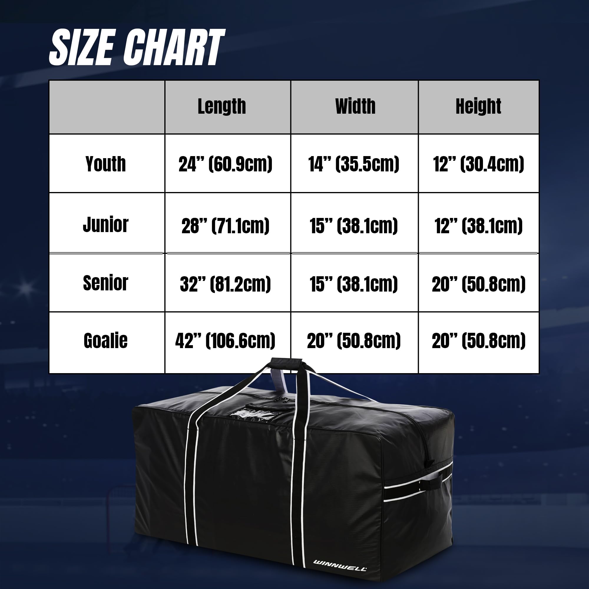 **Winnwell Classic Team Hockey Bag - Durable Ice Hockey Equipment Bag for Skates, Sticks & Goalie Gear - Perfect for Hockey Practice, Games & Travel**