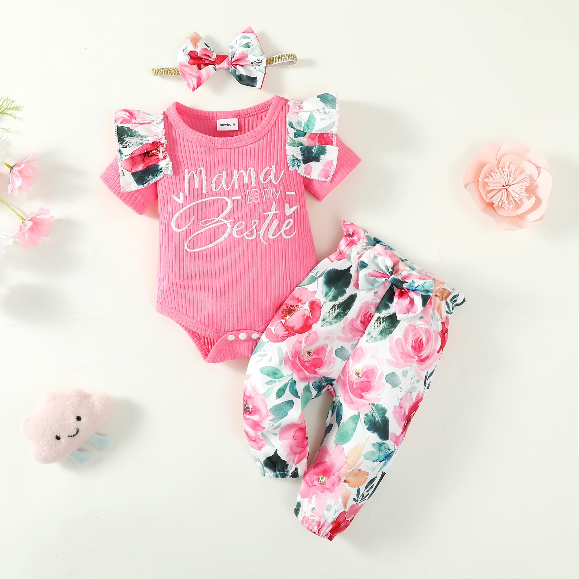 Adorable Infant Baby Girl Clothes - Newborn Long Sleeve Romper & Pants Set for Fall/Winter | Soft & Cozy Outfit for Girls 0-24 Months | Perfect for Family Photos, Daily Wear & Special Occasions