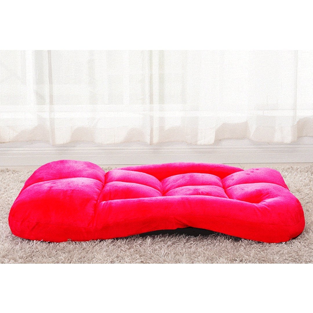 4X Foldable Lounge Cushion - Adjustable Floor Recliner Chair with Armrests (Red) - Perfect for Living Room, Bedroom, Outdoor Relaxation & Reading Nook