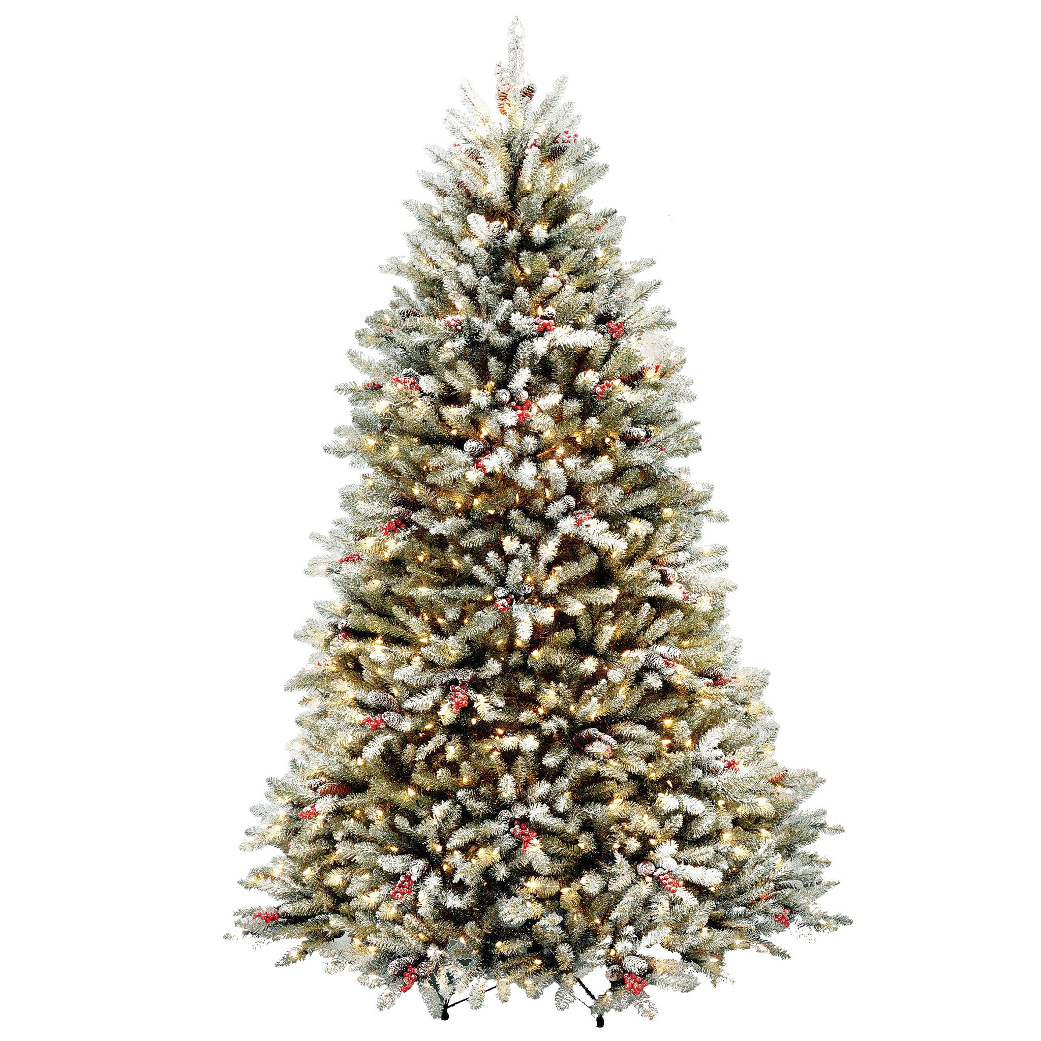 7.5 ft Pre-Lit Dunhill Fir Flocked Artificial Christmas Tree with 750 Clear LED Lights - Perfect for Holiday Home Decor, Living Room, Office & Party Decoration