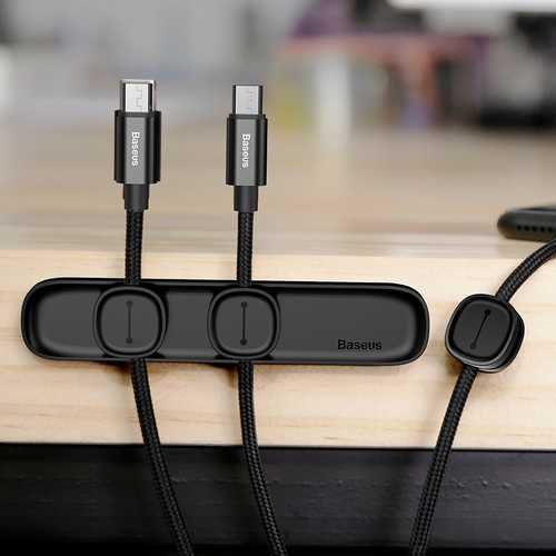 Baseus Magnetic Cable Clip Holder - Organize iPhone 8/X, Xiaomi & More Cables - Perfect for Home Office Desk & Car Charging Station