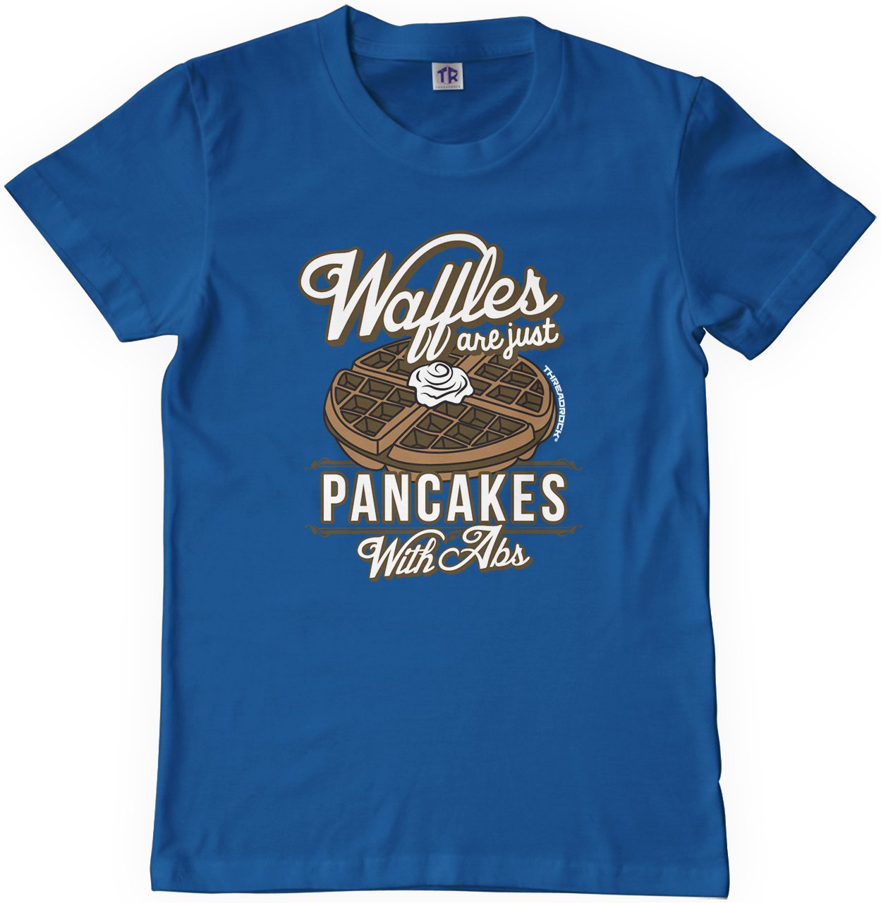 Threadrock Big Boys' Waffles Are Just Pancakes with Abs Youth T-Shirt - Funny Graphic Tee for Teens & Young Adults - Perfect for Gym, Workout & Casual Wear