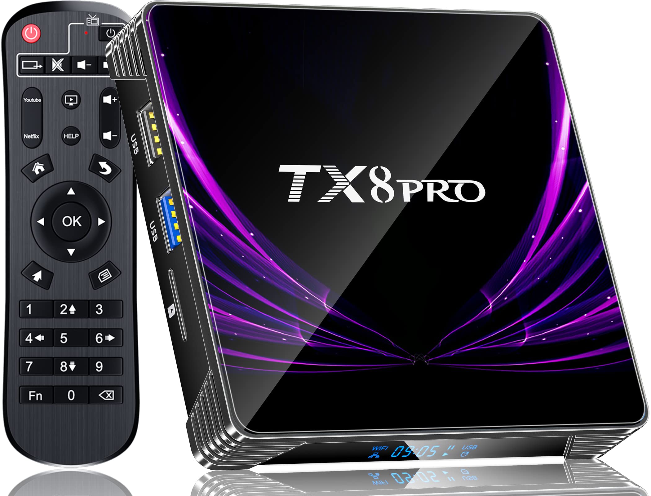 TX8 PRO Android TV Box 11.0 - 4GB RAM 64GB ROM, Amlogic S905W2 Quad-Core 64-bit Processor, 6K/4K 3D Streaming, USB 3.0 & Bluetooth 4.2 - Perfect for Home Theater, Gaming, and Streaming Netflix/Disney+
