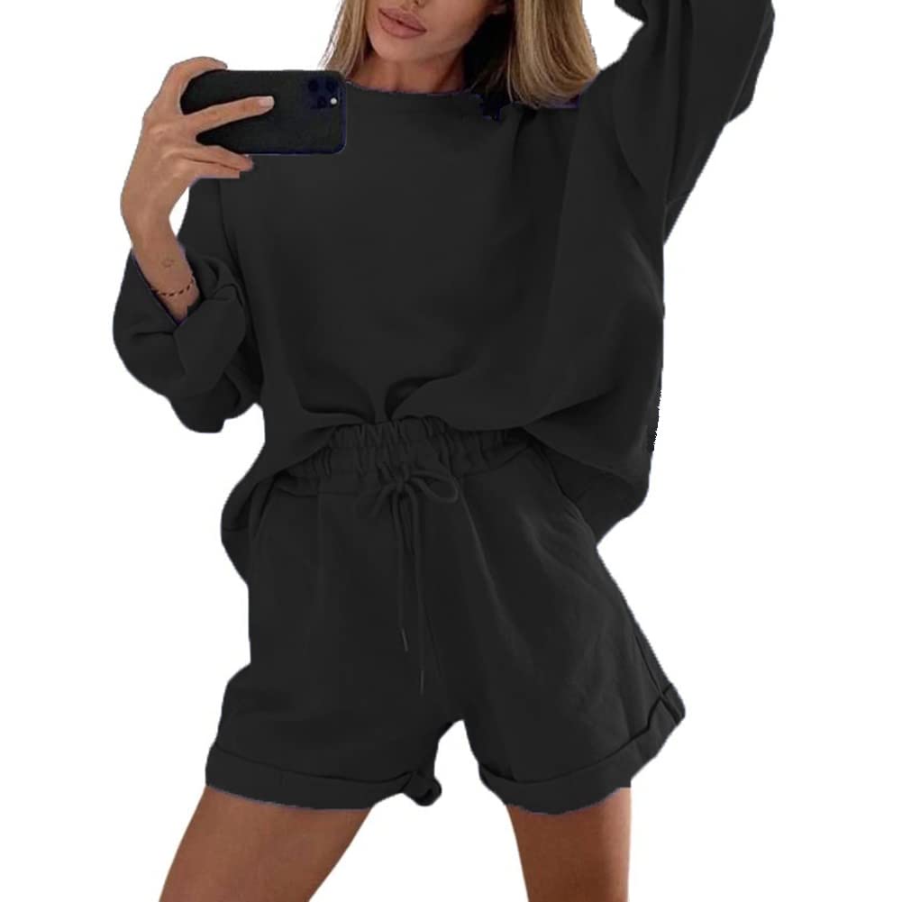 Xfileen Women's Casual 2-Piece Outfit - Summer Short Sleeve Top & Shorts Lounge Set | Soft Loungewear for Home, Yoga, Travel & Beach