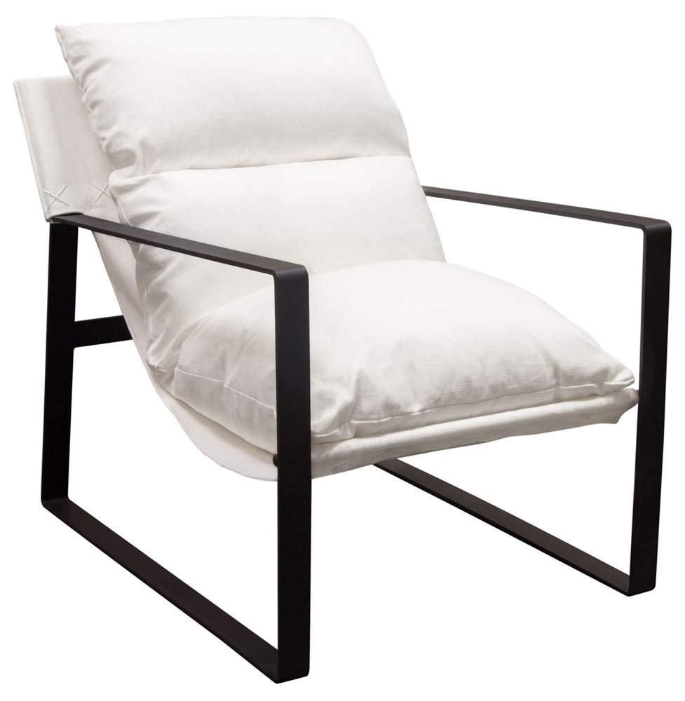 Diamond Sofa Miller Sling Accent Chair - White Linen Upholstered Modern Lounge Chair for Living Room, Bedroom & Office | Comfortable Seating for Home Decor