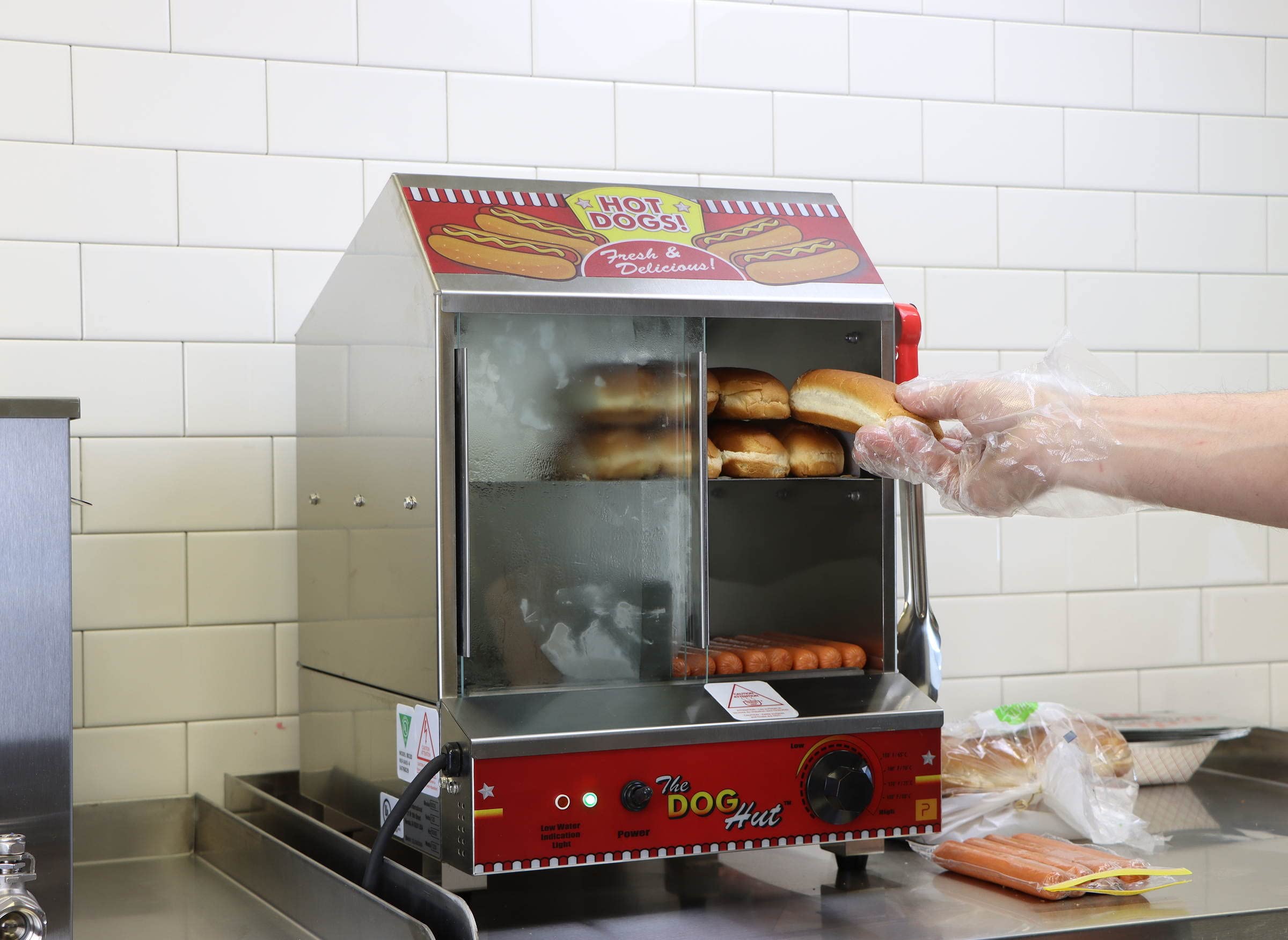 Paragon 8020 Red Hot Dog Steamer - Commercial Grade Hot Dog Warmer for Restaurants, Food Trucks & Concession Stands