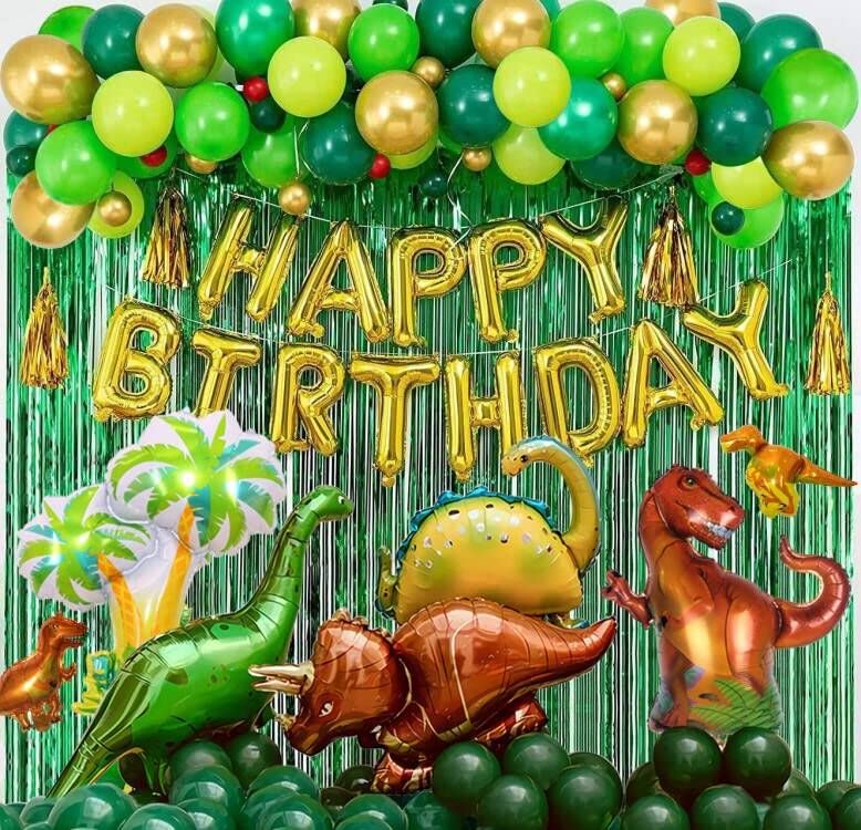 Dinosaur Birthday Party Decorations 142pcs Set - Dino Balloons, Happy Birthday Banner, Themed Curtains for Kids Party, Baby Shower & Celebration | Perfect for Jurassic Themed Decor, Classroom Events & Dinosaur Lovers