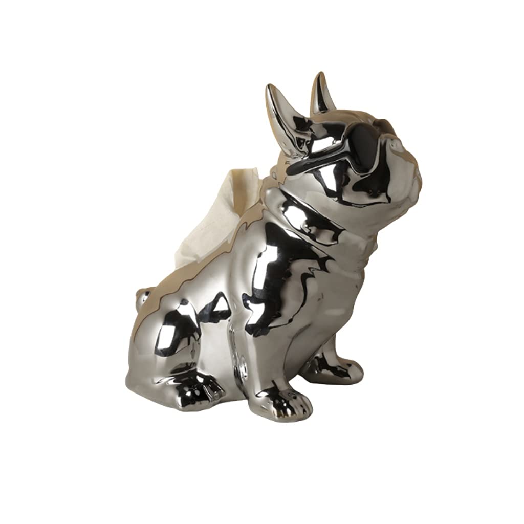 Silver Tissue Box Holder - Creative Dog Design Napkin Dispenser for Bathroom, Office, Restaurant, Hotel & Car - Durable Metal Tissue Cover for Home and Commercial Use - Perfect for Kitchen Counter, Desk, Washroom and Vehicle Storage