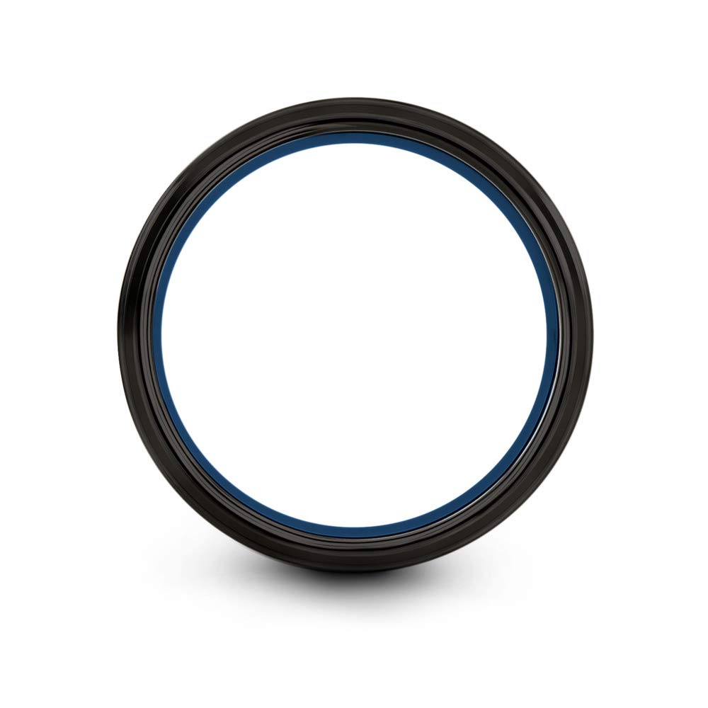 Premium Tungsten Carbide Wedding Band Ring for Men & Women - 6mm Width, Blue/Black/Grey, Step Bevel Edge, Brushed/Polished Finish, Custom Engraving - Perfect for Anniversaries, Engagements & Everyday Wear
