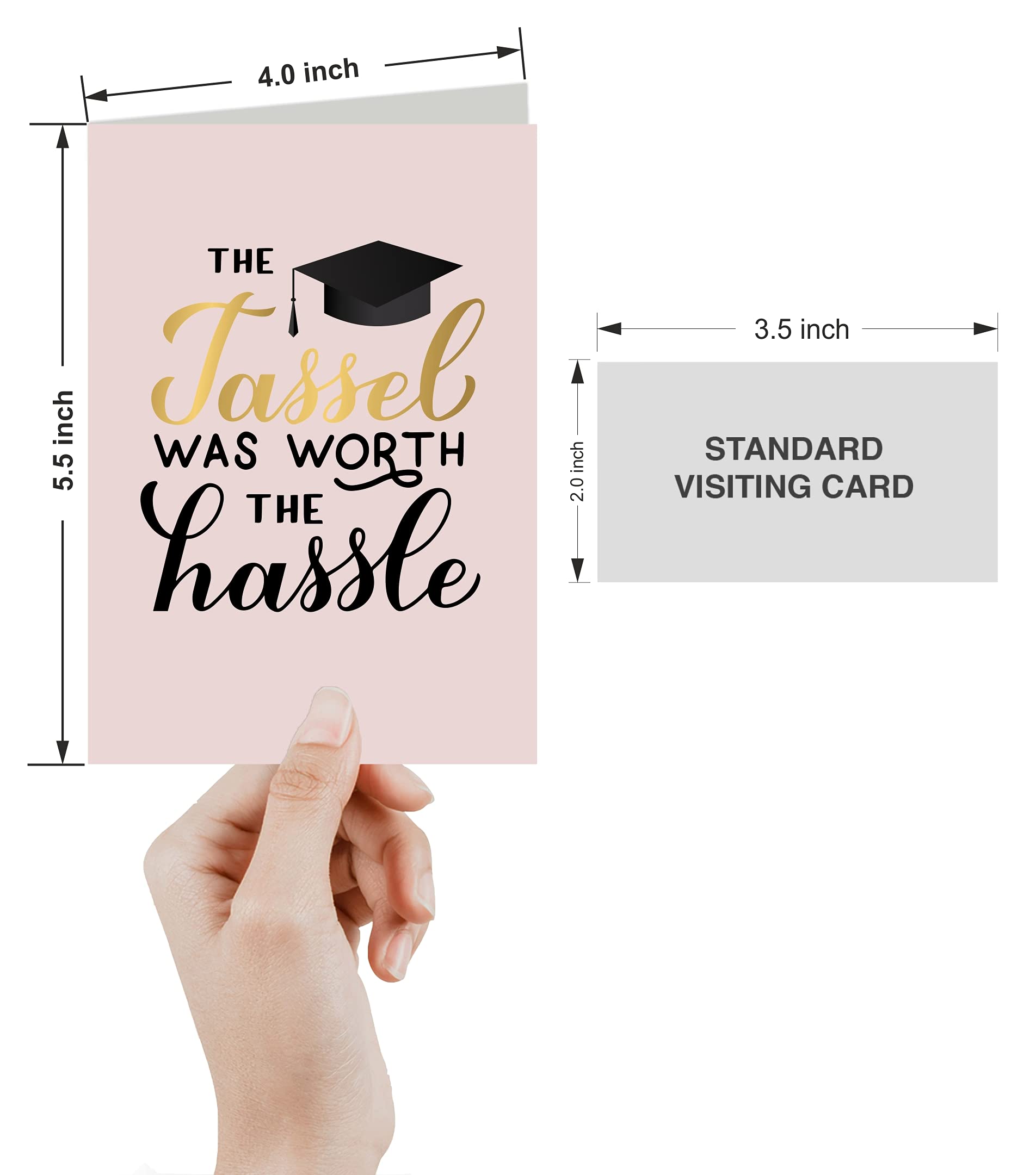 Premium Graduation Cards with Envelopes - 24 Pack (6 Gold Foil Designs, 4 Each) | 5.5