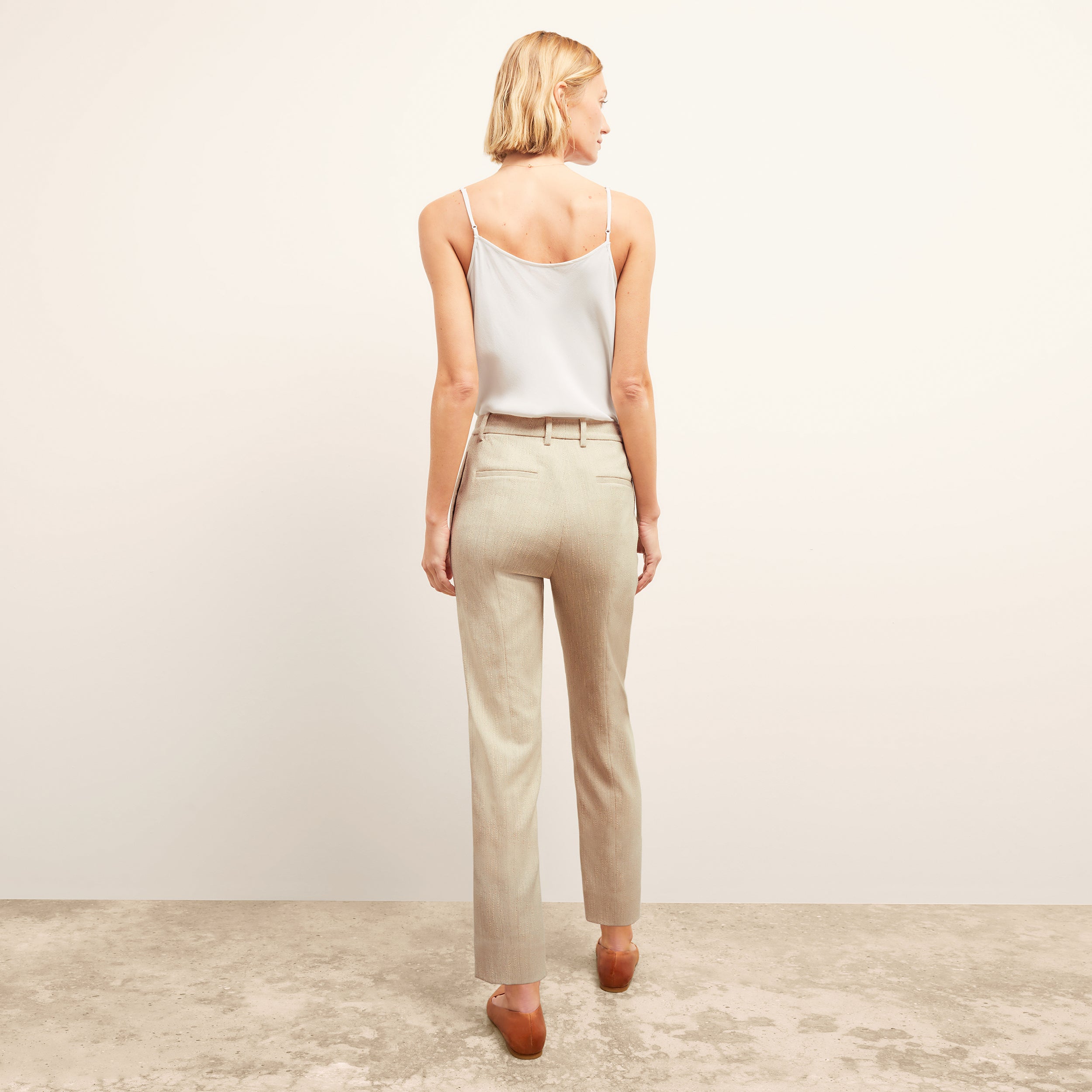 Pearl Pant Cotton Tweed Pants for Women - Ivory High Waisted Trousers | Comfortable Office Wear & Casual Outfits