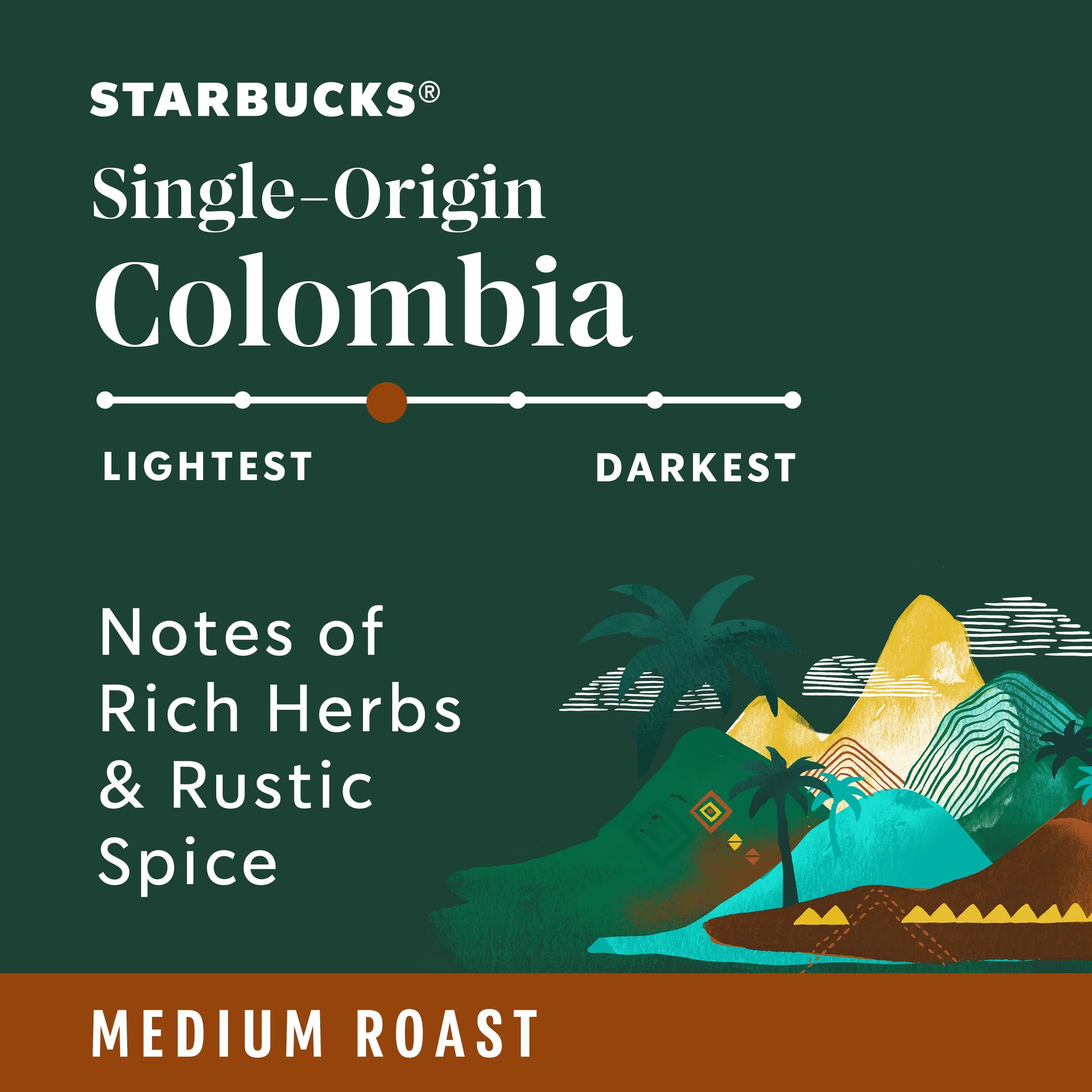 Starbucks Colombia Medium Roast Ground Coffee - 100% Arabica, 12 oz Bag - Perfect for Home Brewing, Office Use & Gifts