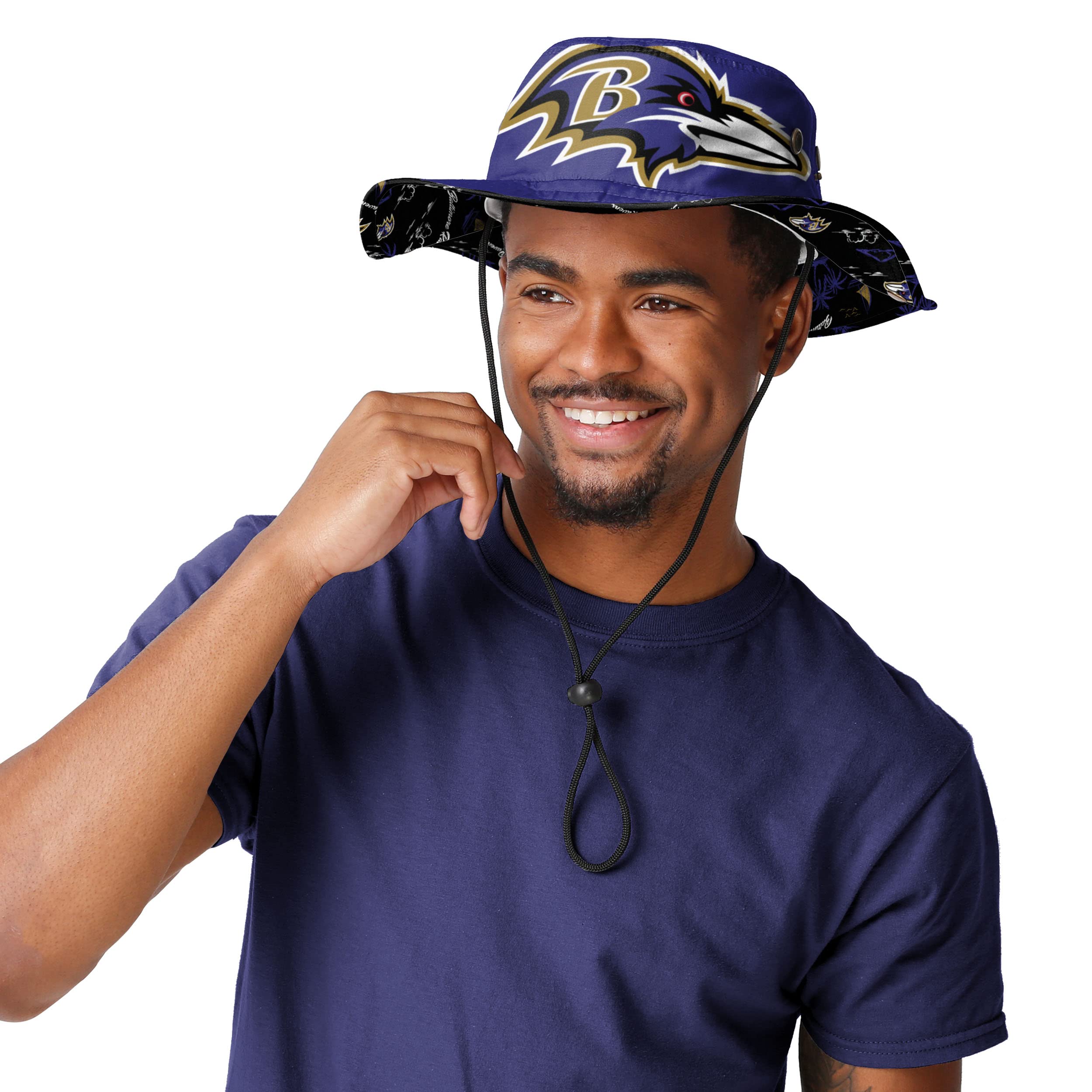 FOCO Men's NFL Team Logo Sport Outdoor Sun Bucket Boonie Hat - Adjustable Wide Brim Sun Protection Hat for Fishing, Hiking, Beach & Outdoor Activities