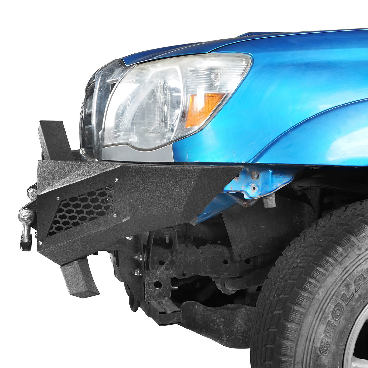 Full Width Front Bumper with Winch Plate & LED Spotlights for 2005-2011 Toyota Tacoma - Heavy Duty Off-Road Protection for Adventure & Towing