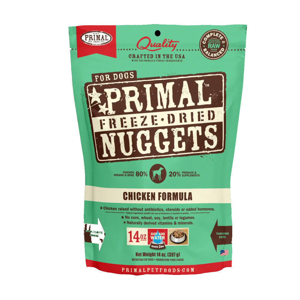 PRIMAL Freeze Dried Dog Food Nuggets - 14oz (397g) High Protein Grain-Free Treats for Dogs - Chicken, Pork, Lamb, Turkey & Sardine Flavors - Perfect for Training, Snacking & Meal Toppers