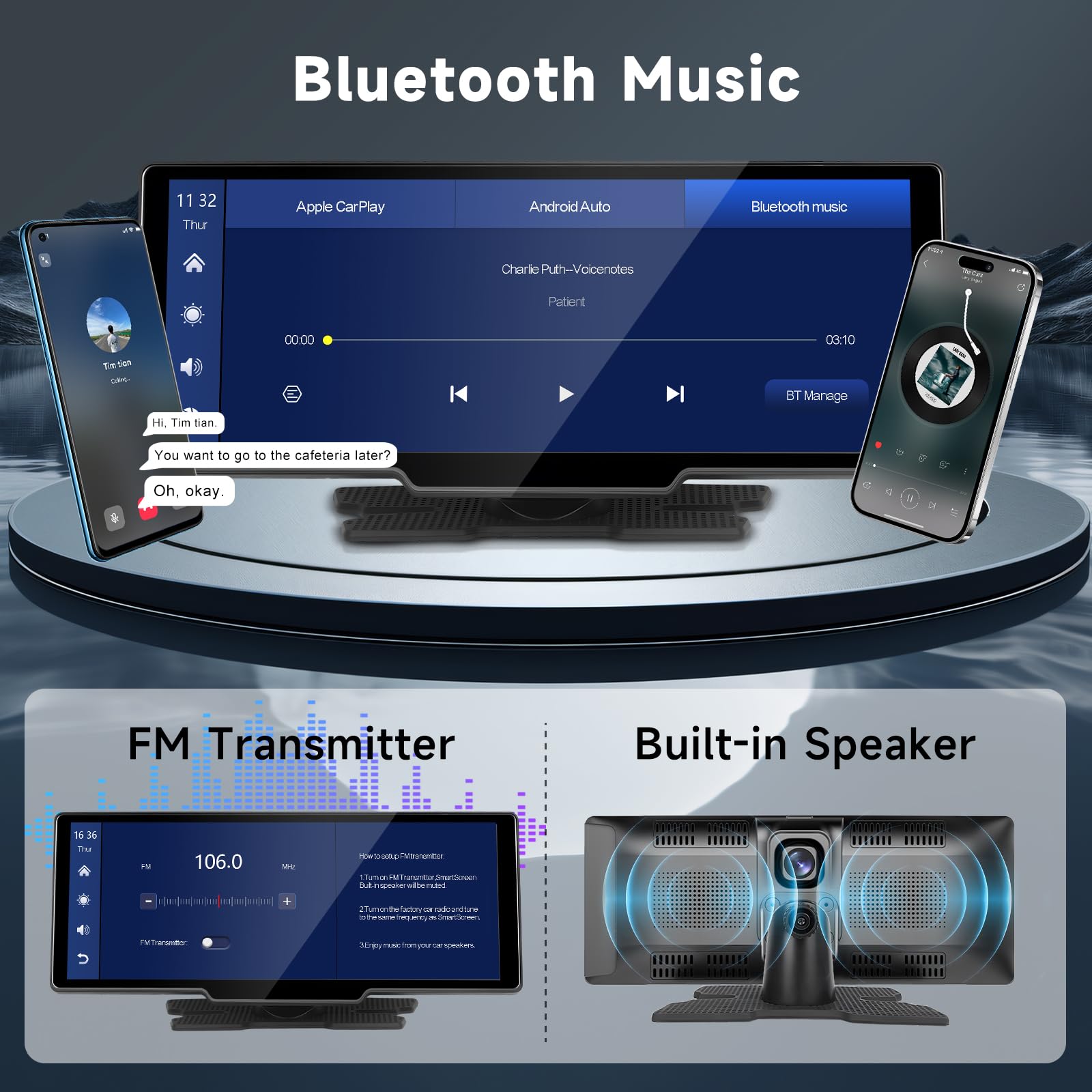 Hodozzy 9.3 Inch Wireless CarPlay & Android Auto Car Stereo with 2.5K Touchscreen, Portable Dash Cam, Bluetooth/FM/AUX/SD/Video Recording/Rear Camera - Perfect for Road Trips & Daily Commutes