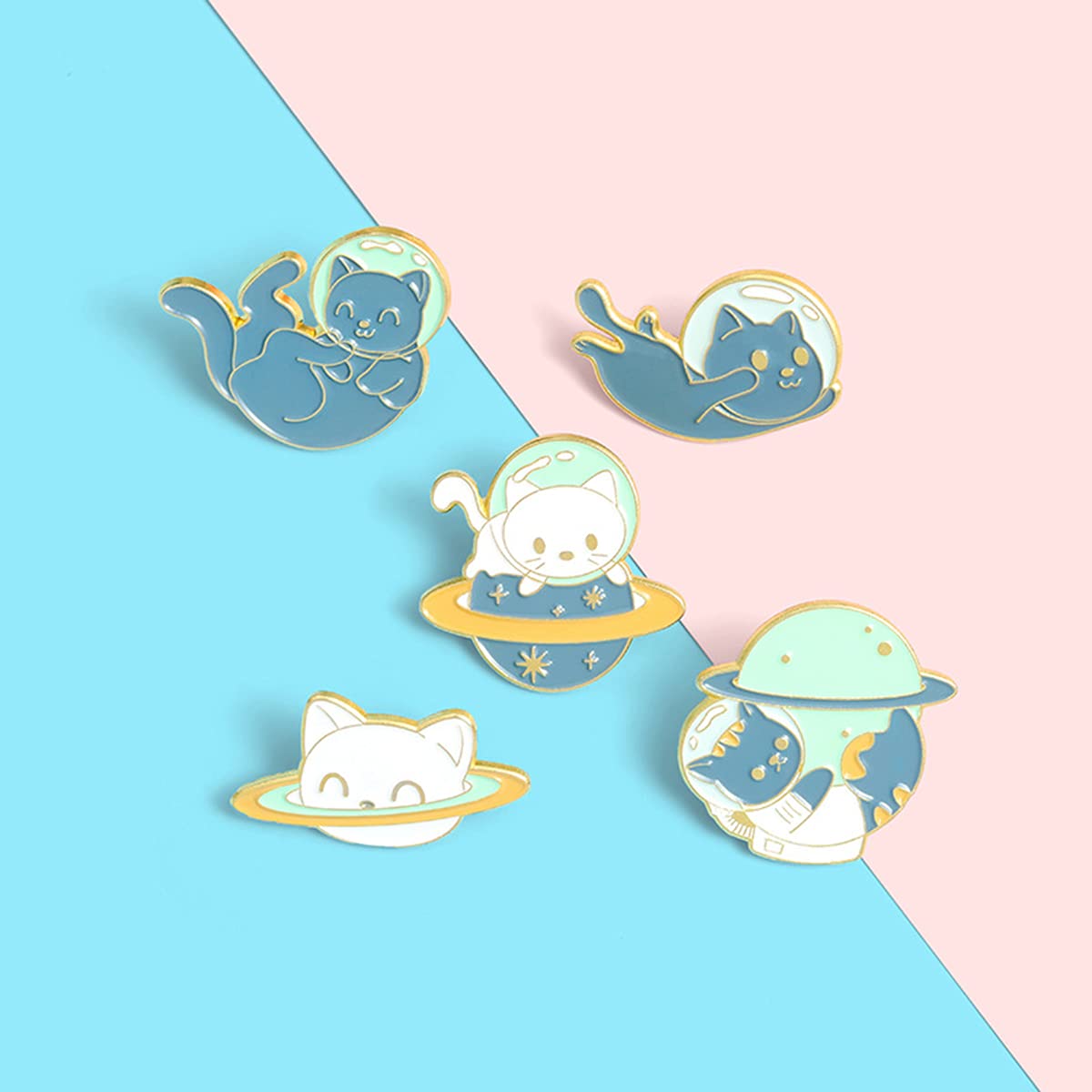 5Pcs Cute Cat Enamel Brooch Pins for Women & Girls - Cartoon Animal Enamel Pin Set for Kids - Novelty Cat Lapel Pins for Clothes, Backpacks, Hats, Bags & Accessories - Perfect for Gifts, DIY Crafts & Fashion Decorations