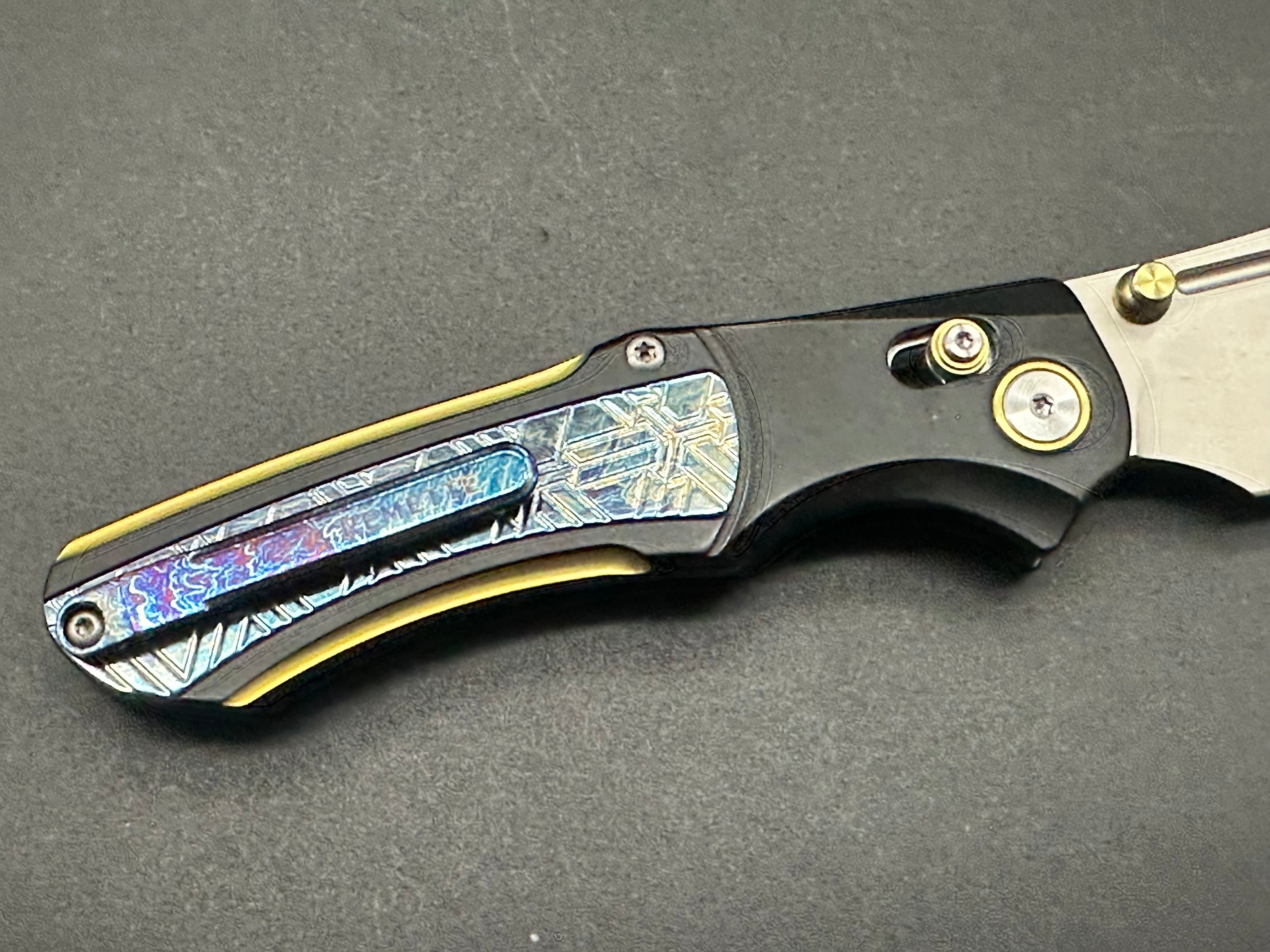 REMETTE Premium Pocket Knife - M390 Pearlescent Blade & Flame Blue Titanium Handle | EDC, Camping, Hiking & Outdoor Survival Gear