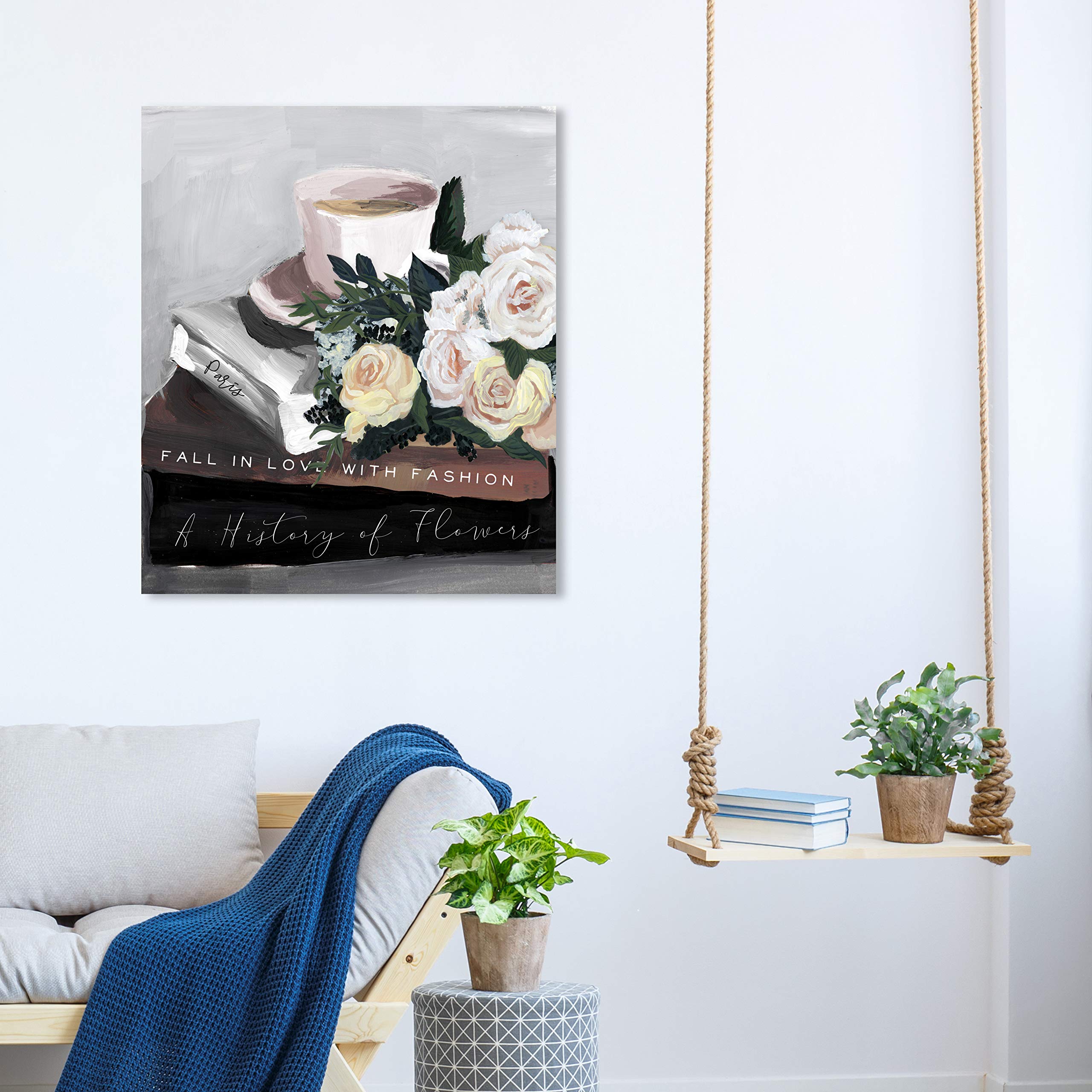 Floral Wall Art Canvas Prints 'Flowers Coffee and Books' by Oliver Gal Artist Co. - 30