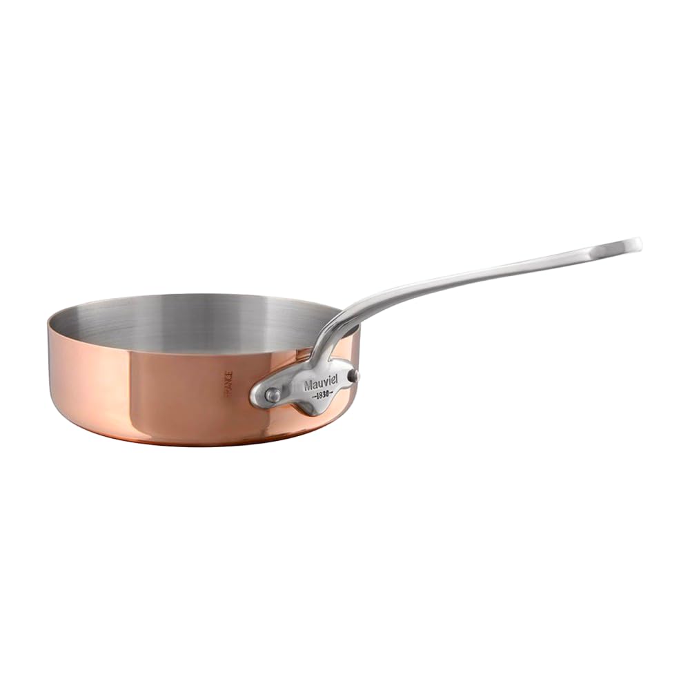 Premium Mauviel M'Heritage 150S 1.5mm Copper & Stainless Steel Saute Pan with Cast Handle - 3.5 Quart French Cookware for Professional Chefs & Home Cooking - Perfect for Searing, Sauteing & Deglazing