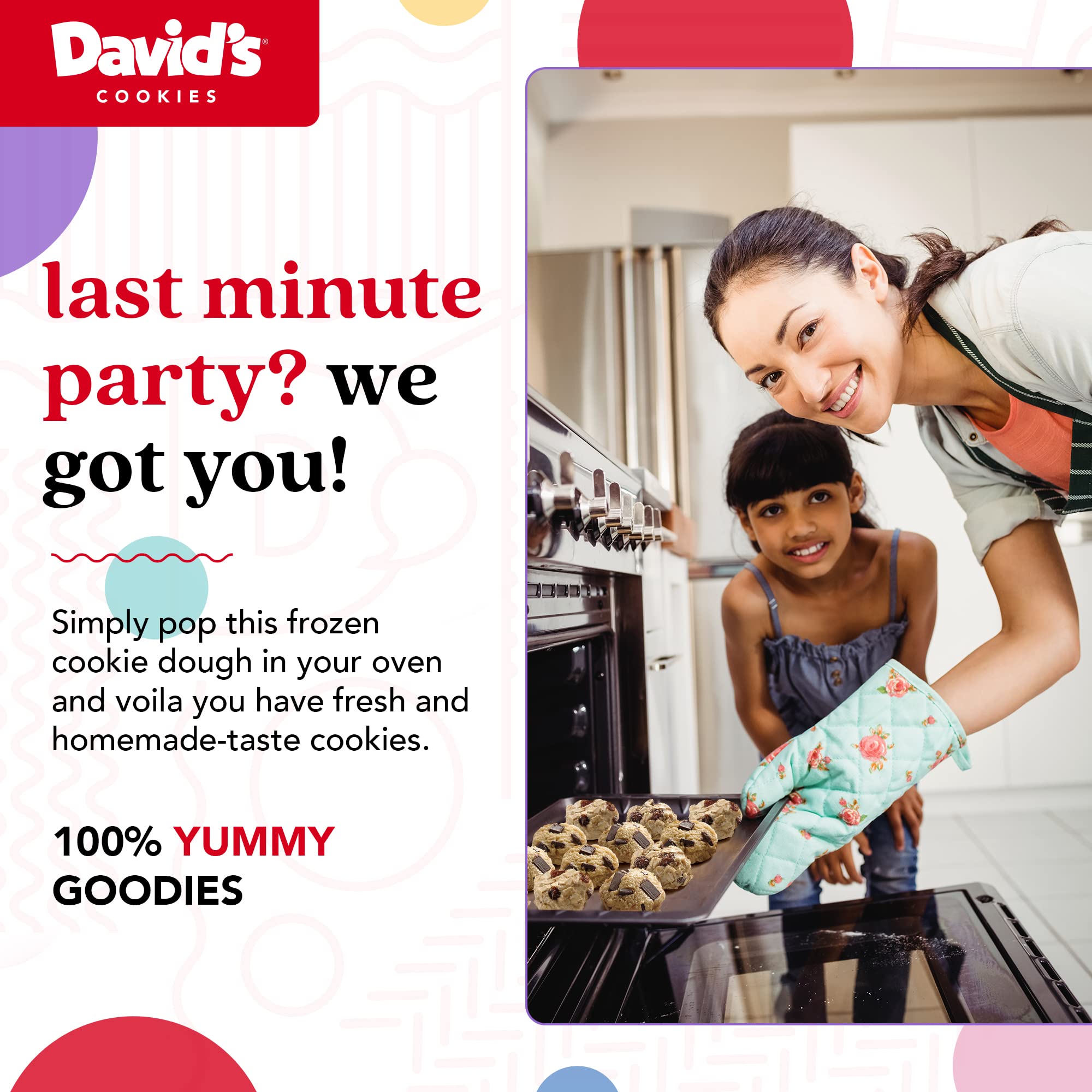 David's Cookies Frozen Preformed Cookie Dough - Chocolate Chunk & Oatmeal Raisin (80 Count) | Perfect for Parties, Baking, and Holiday Treats