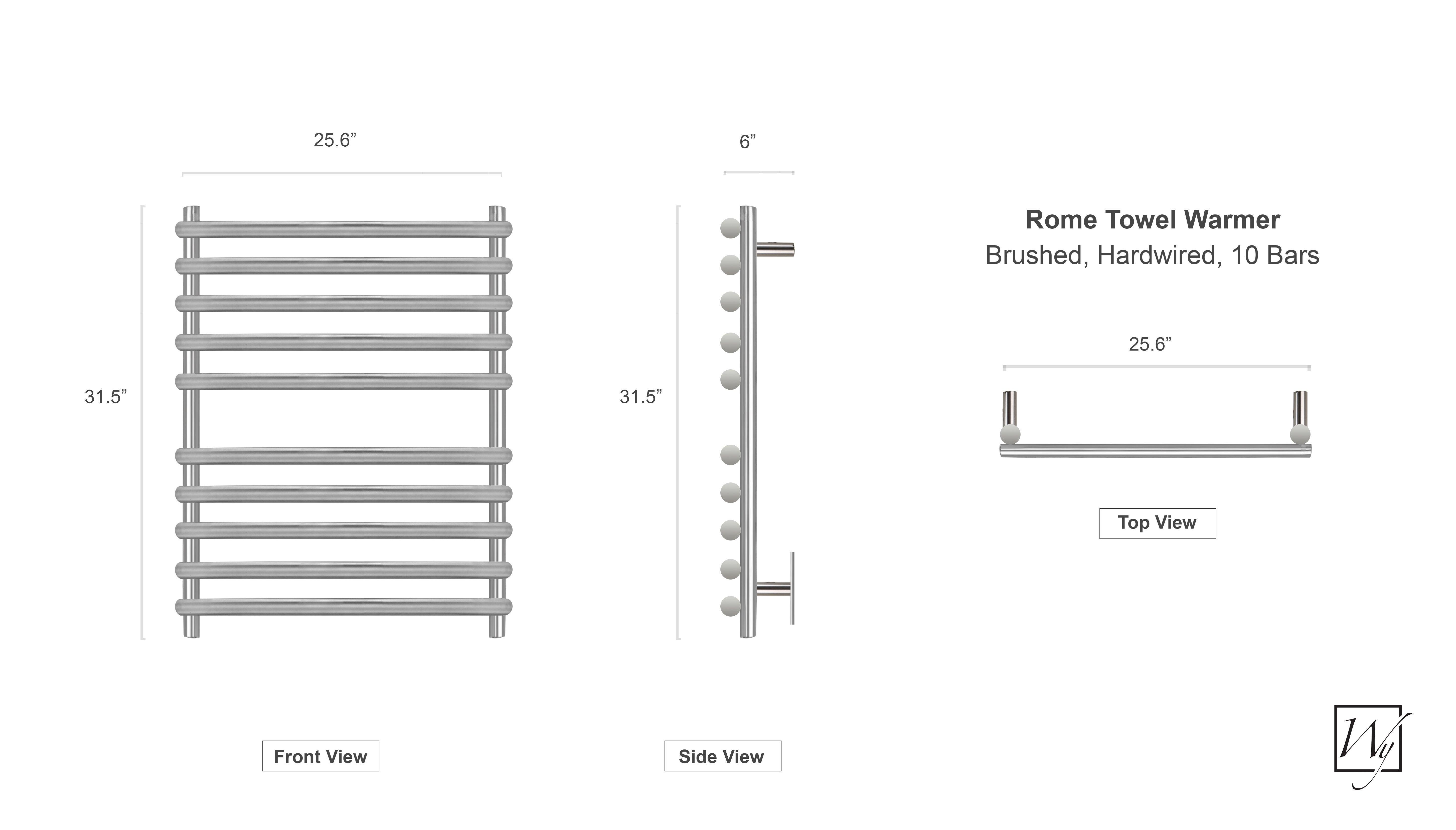 WarmlyYours Rome Hardwired Towel Warmer - 25.6