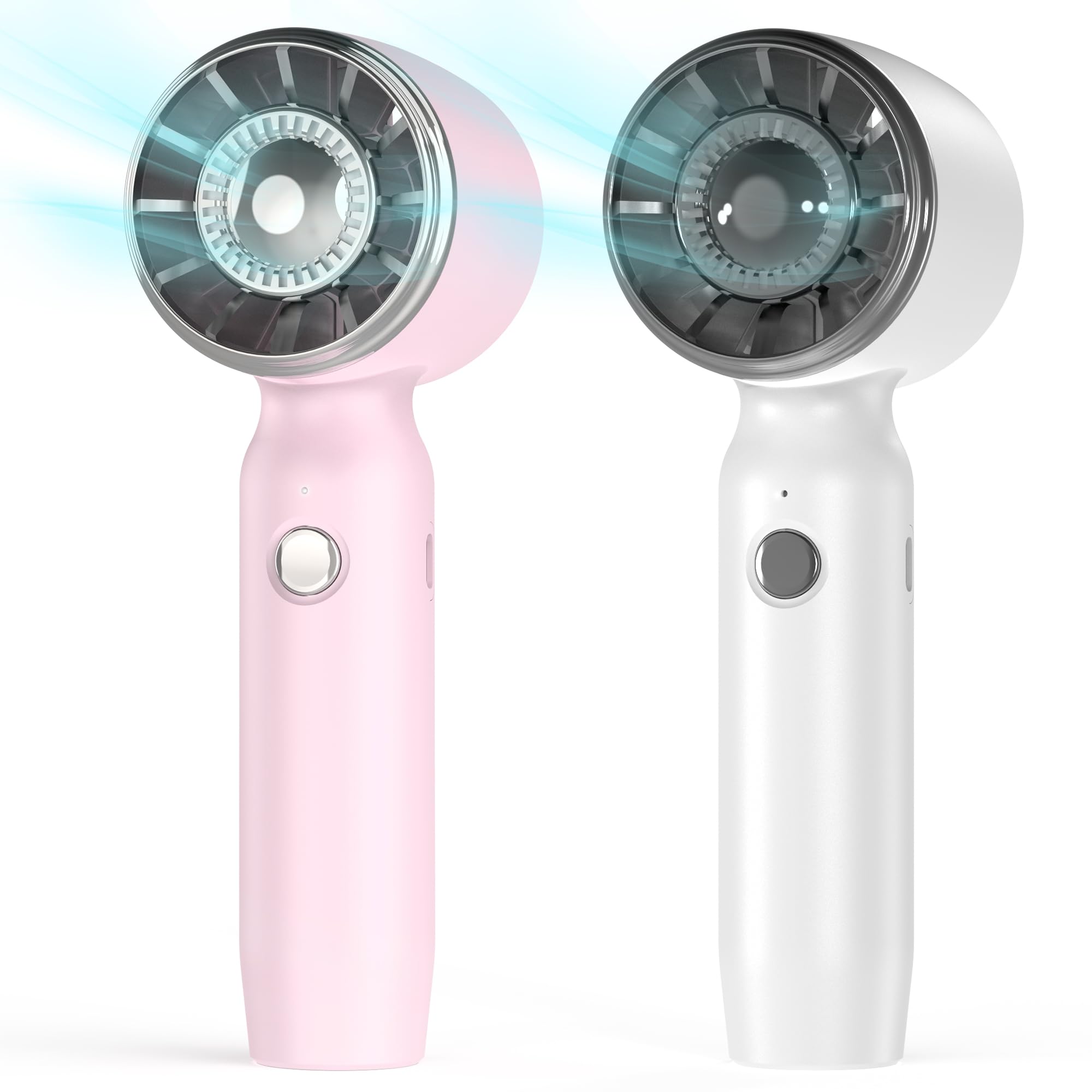 COMLIFE 2 Pack Handheld Mini Fan - Portable Rechargeable Turbo Fan with 3 Speed Settings, USB Powered Personal Pocket Fan for Women, Men, Kids - Perfect for Travel, Office, Gym, Makeup & Outdoor Activities