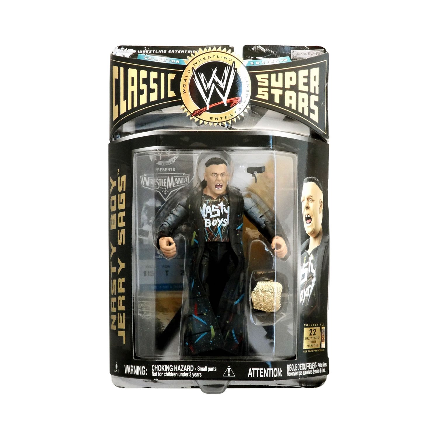 WWE Classic Superstars Series 12 - Nasty Boy Jerry Sags Action Figure | Collectible Wrestling Toy for WWE Fans | Perfect for Display, Play & Memorabilia Collection