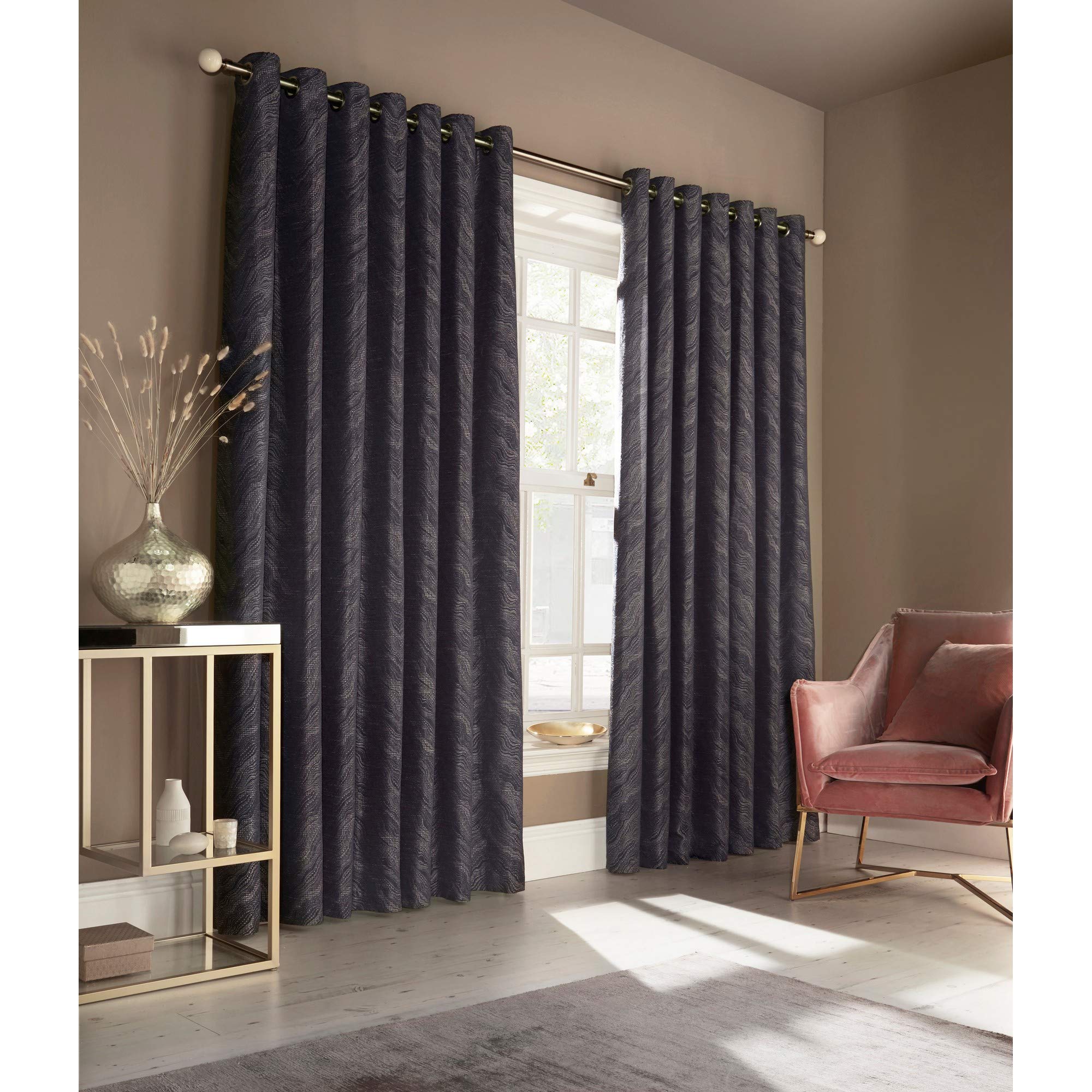 Himalayan Jacquard Design Eyelet Curtains - Set of 2 Panels, Elegant Window Treatments for Living Room & Bedroom