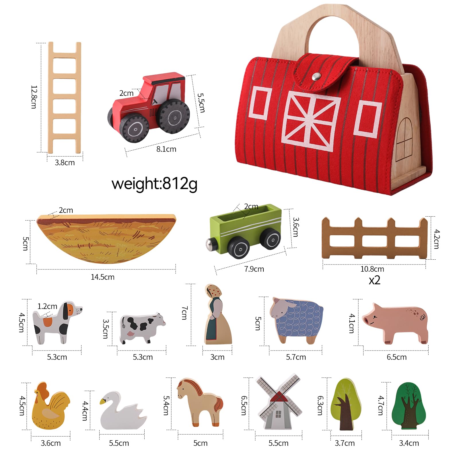 Wooden Barn Farm Animal Toys for Kids Ages 3-5 | Montessori Learning Toys with Red Barn | Portable Playset for Toddlers | Perfect Birthday Gift for Boys & Girls | Farm-Themed Pretend Play for Preschool Education