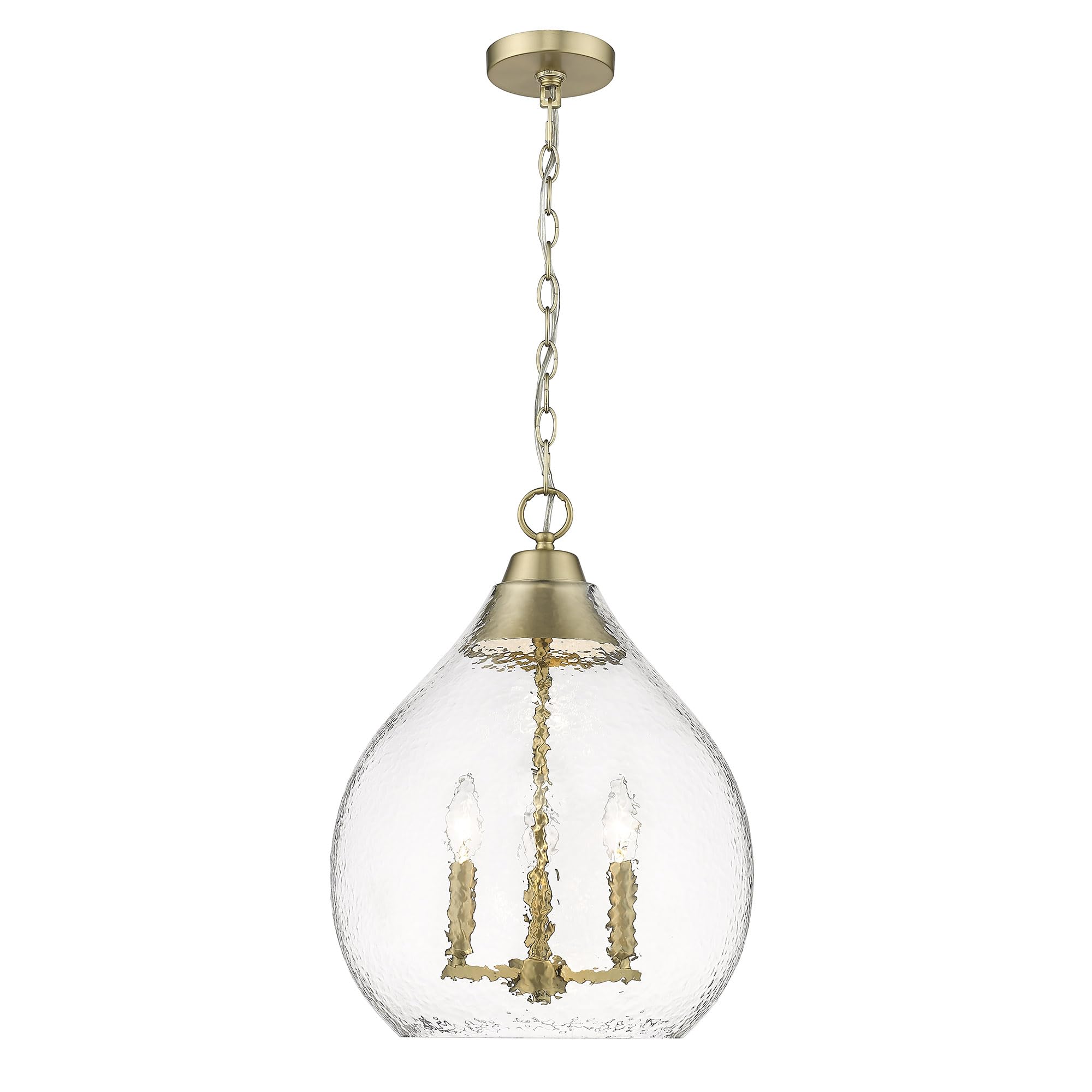 Ariella 3-Light Pendant Lighting in Brushed Champagne Bronze with Hammered Clear Glass - Modern Hanging Light Fixture for Kitchen Island, Dining Room, and Living Room Ceiling