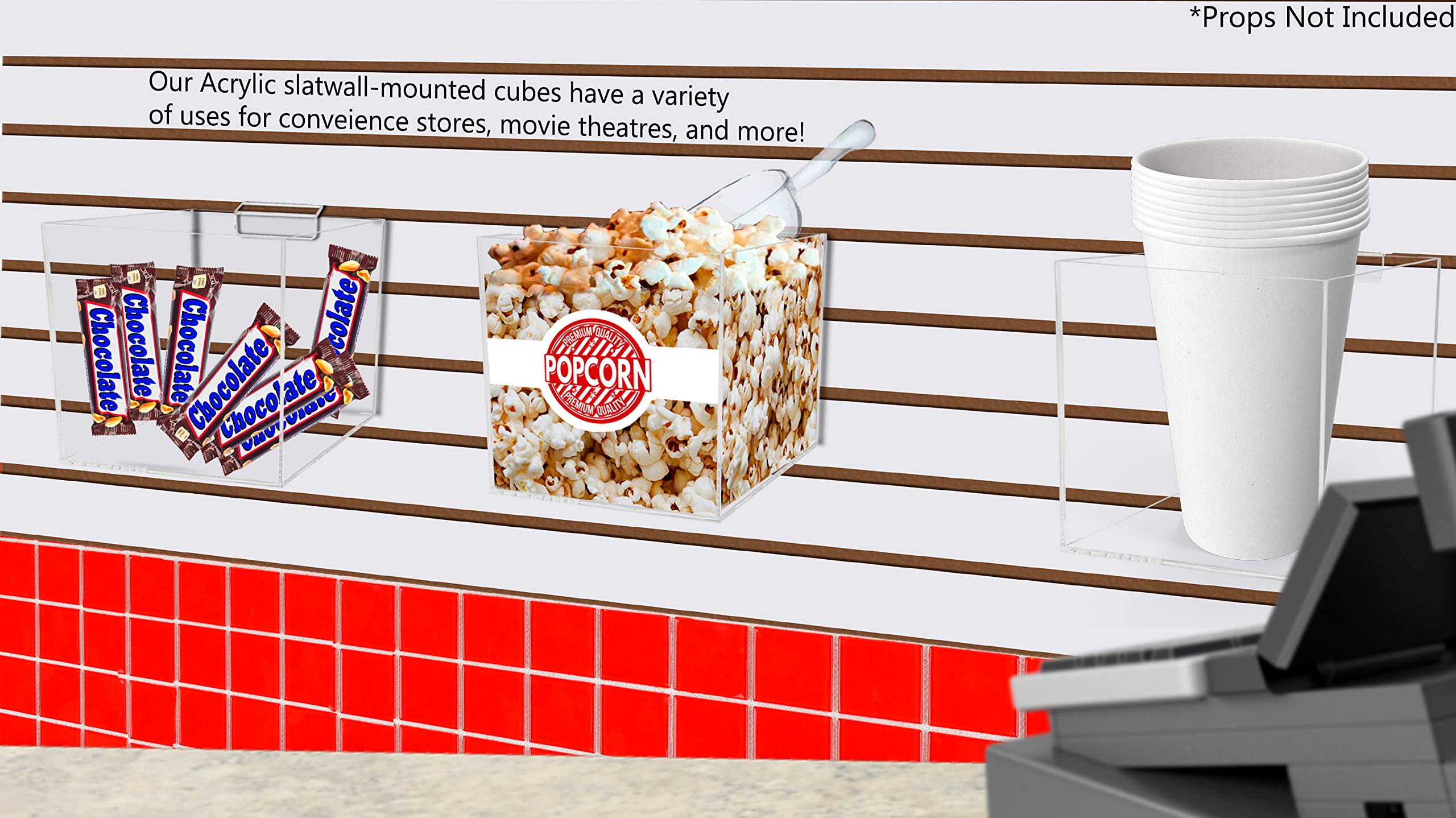 6 Pack Clear Acrylic Slatwall Retail Bins - 7