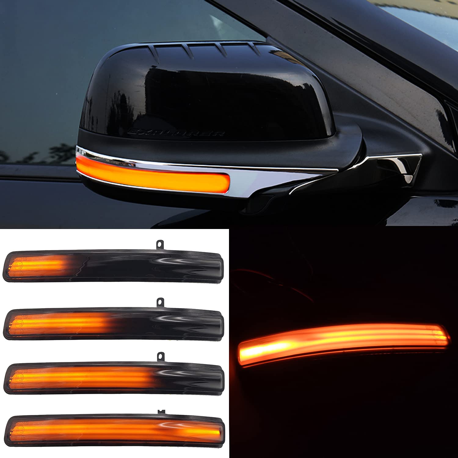 2011-2019 Ford Explorer Black LED Dynamic Turn Signal Light Rear Mirror Indicator - 1pc Car Accessory for Enhanced Safety & Style (Perfect for Night Driving & Custom Upgrades)