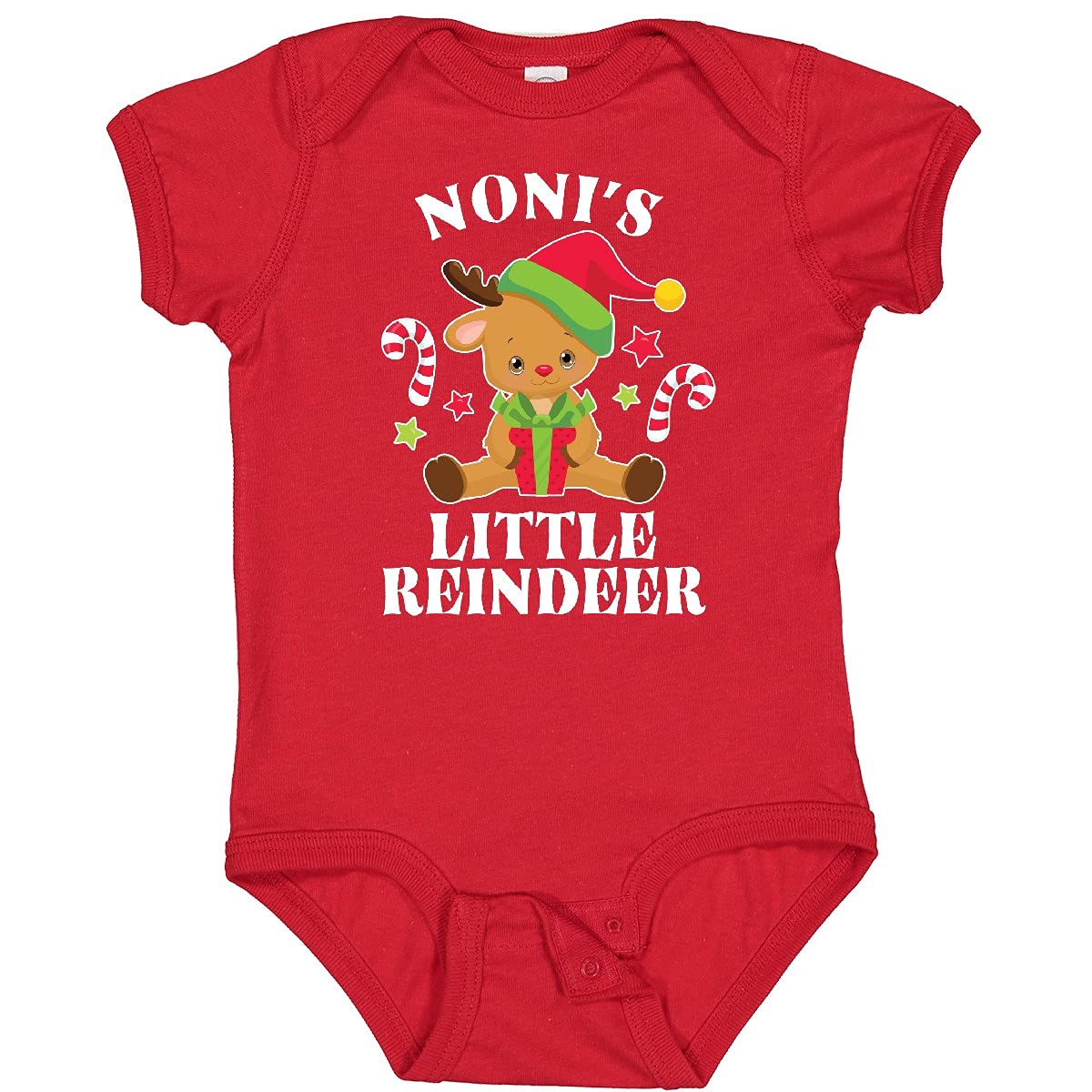 Inktastic Christmas Noni's Little Reindeer with Candy Canes Baby Bodysuit - Cute Holiday Outfit for Infants & Toddlers - Perfect for Christmas Photos, Family Gatherings & Festive Celebrations