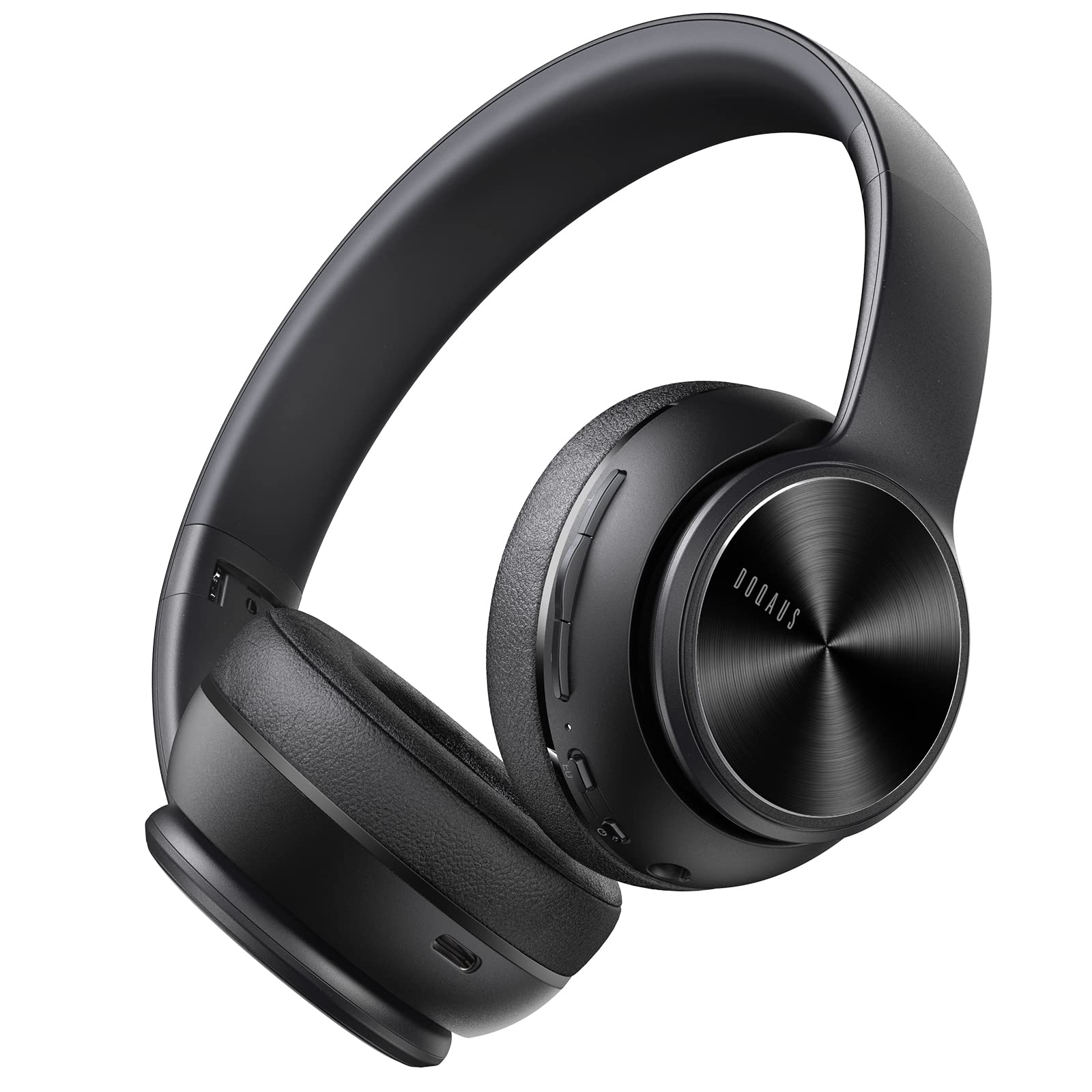 DOQAUS Bluetooth 5.3 Wireless On-Ear Headphones with 40H Playtime, HiFi Stereo Sound & Built-in Mic - 3 EQ Modes for Custom Audio - Stable Connection for Phone/PC/Tablet (Black) - Perfect for Workouts, Commuting & Home Office Use