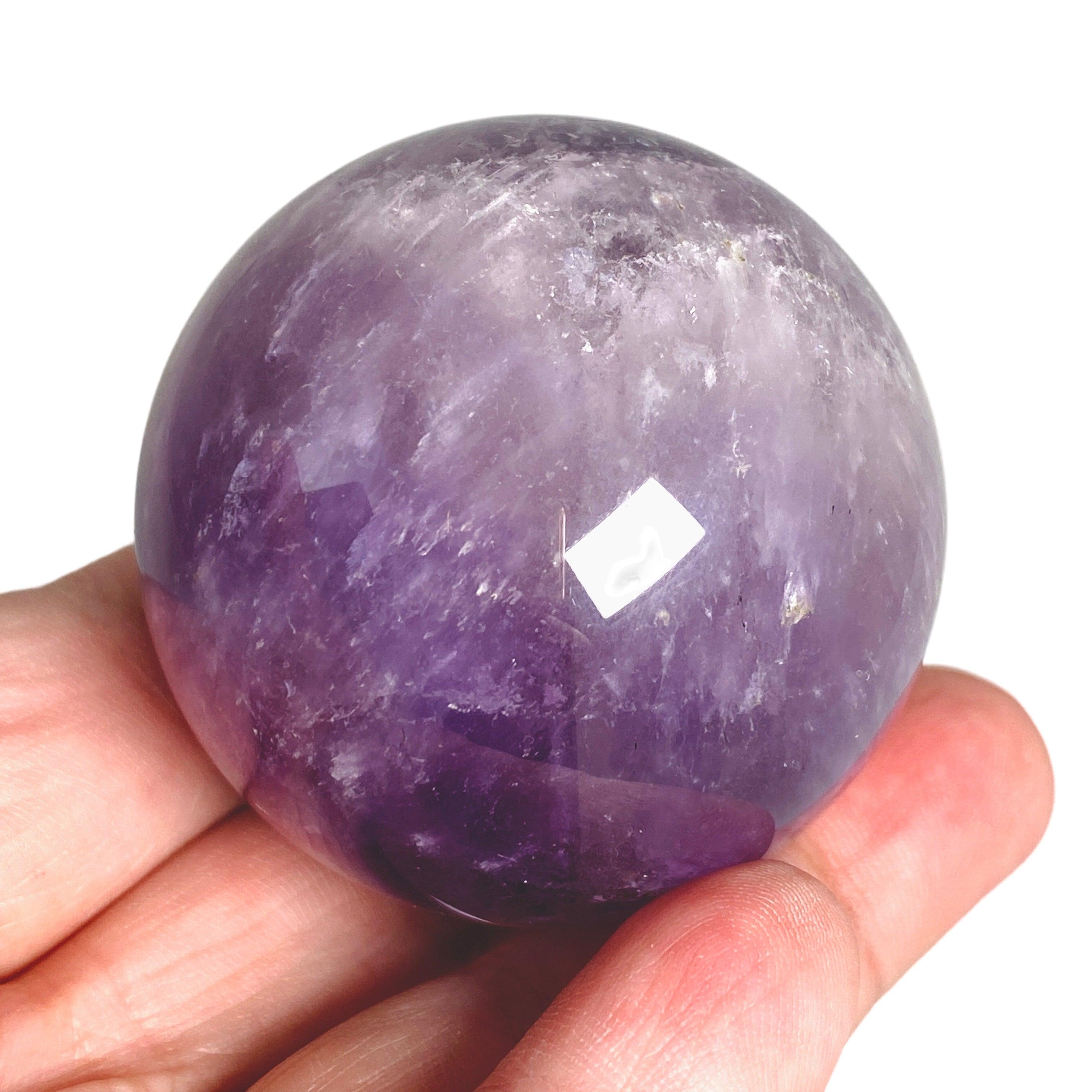 Natural Amethyst Crystal Sphere - AMS 02 Healing Stone for Meditation, Reiki, and Home Decor | Perfect for Spiritual Healing, Energy Work, and Office Desk Display