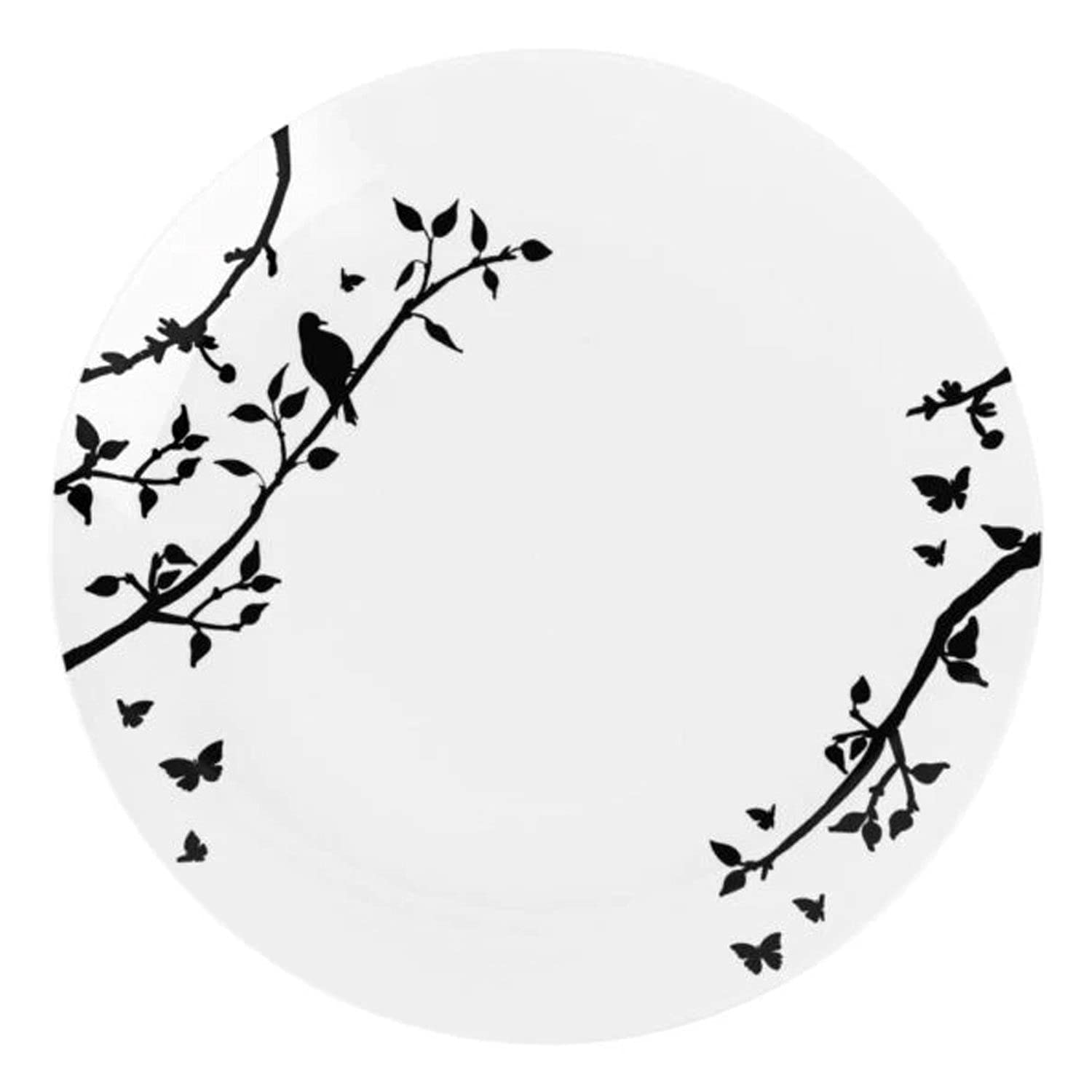 40-Piece Spring Collection White & Black Plastic Dinner Plates Set - 10 Inch Disposable Plates for Parties, Weddings, Thanksgiving - Perfect for Outdoor Picnics, BBQs & Holiday Gatherings
