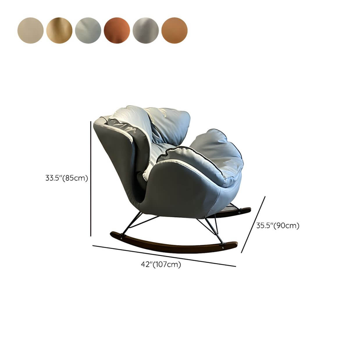 Modern Indoor Rocking Chair with Black Upholstery - Non-Scratch Recessed Arm Design - Perfect for Living Room, Nursery & Relaxation