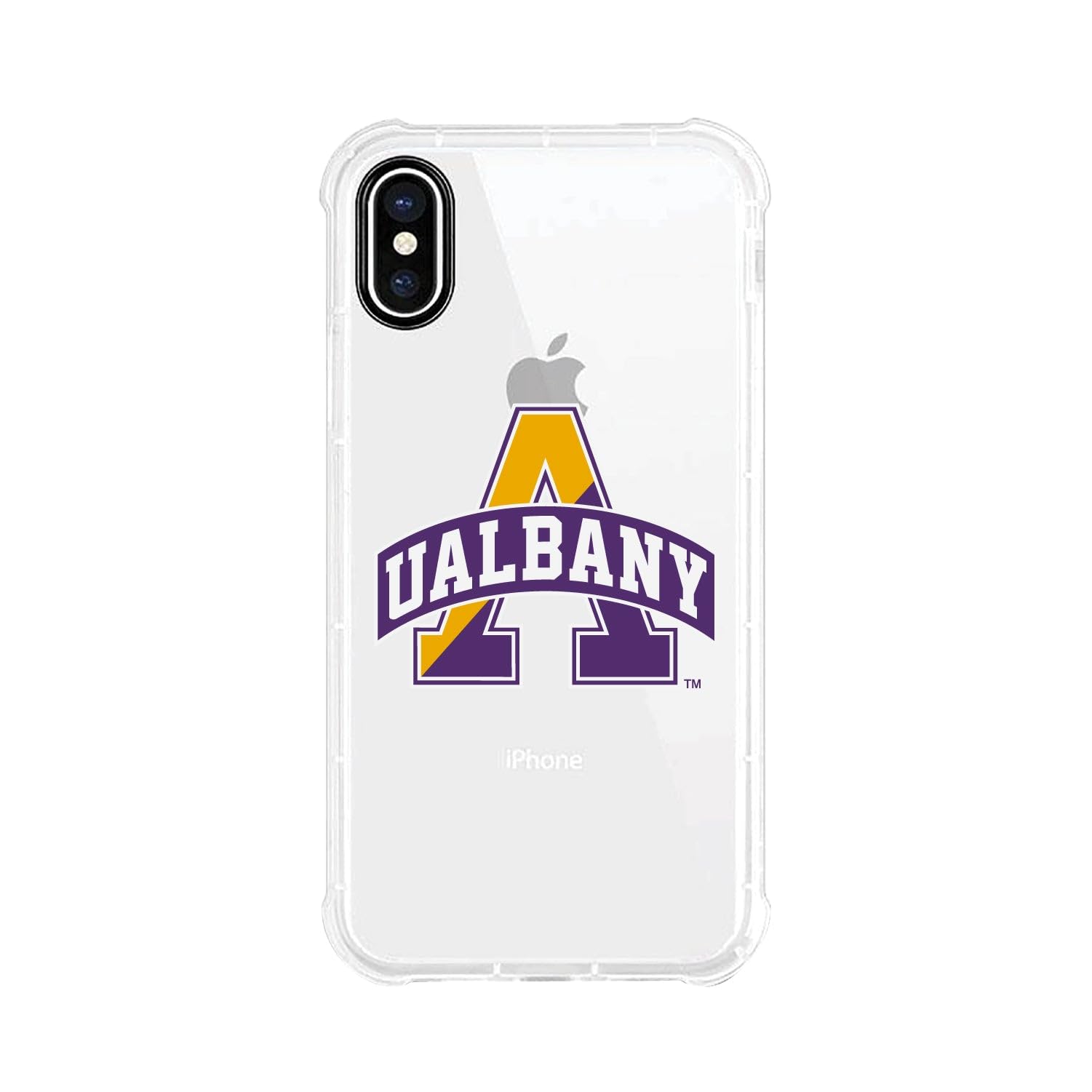 OTM Essentials Rugged Phone Case for iPhone 13 Pro Max - Shockproof Protective Cover with Reinforced Edges | Classic White Design | Perfect for University at Albany Students & Outdoor Activities