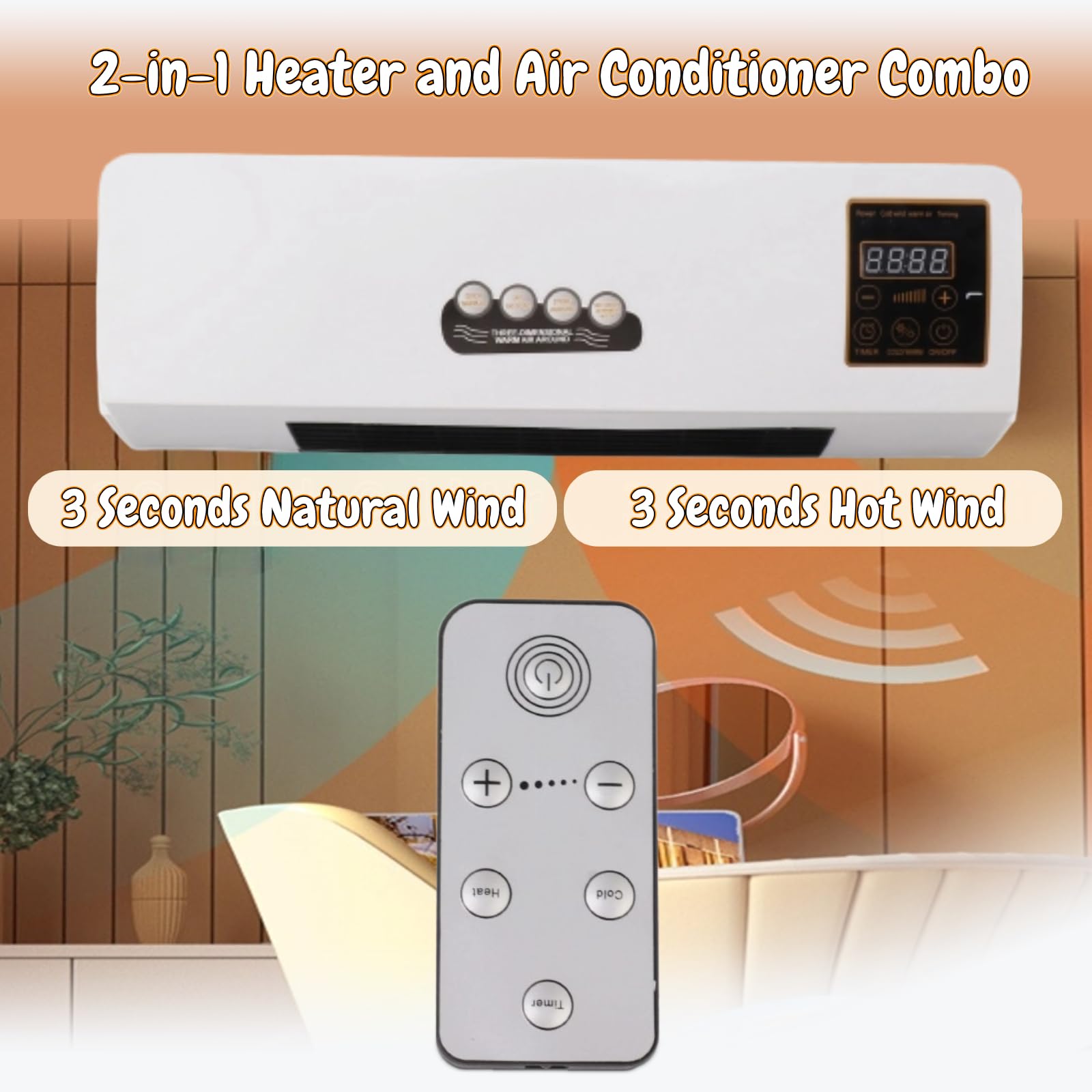 Wall Mounted & Portable AC with Heater - 110V Dual Use Highly Efficient Wide Angle Mobile Small Air Conditioner for Home & Office | Cooling & Heating Solution for Bedrooms, Living Rooms & Small Spaces