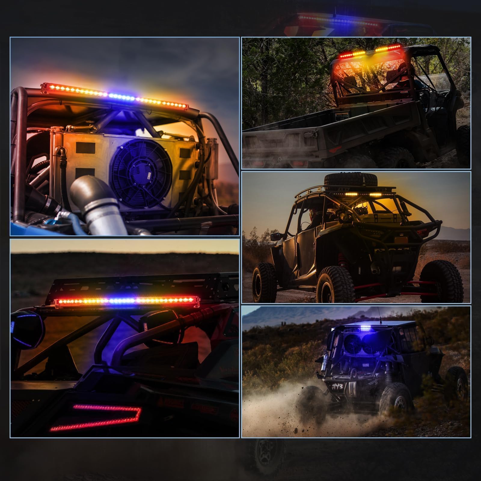 30 Inch LED Chase Light Bar with Strobe, Brake, Reverse & Turn Signals - Universal UTV Rear Chase Light for Can-Am, Polaris RZR, Ranger, SxS, Pickup & 4x4 Vehicles (Red/Amber/Blue) - Perfect for Off-Roading, Night Driving & Emergency Signaling