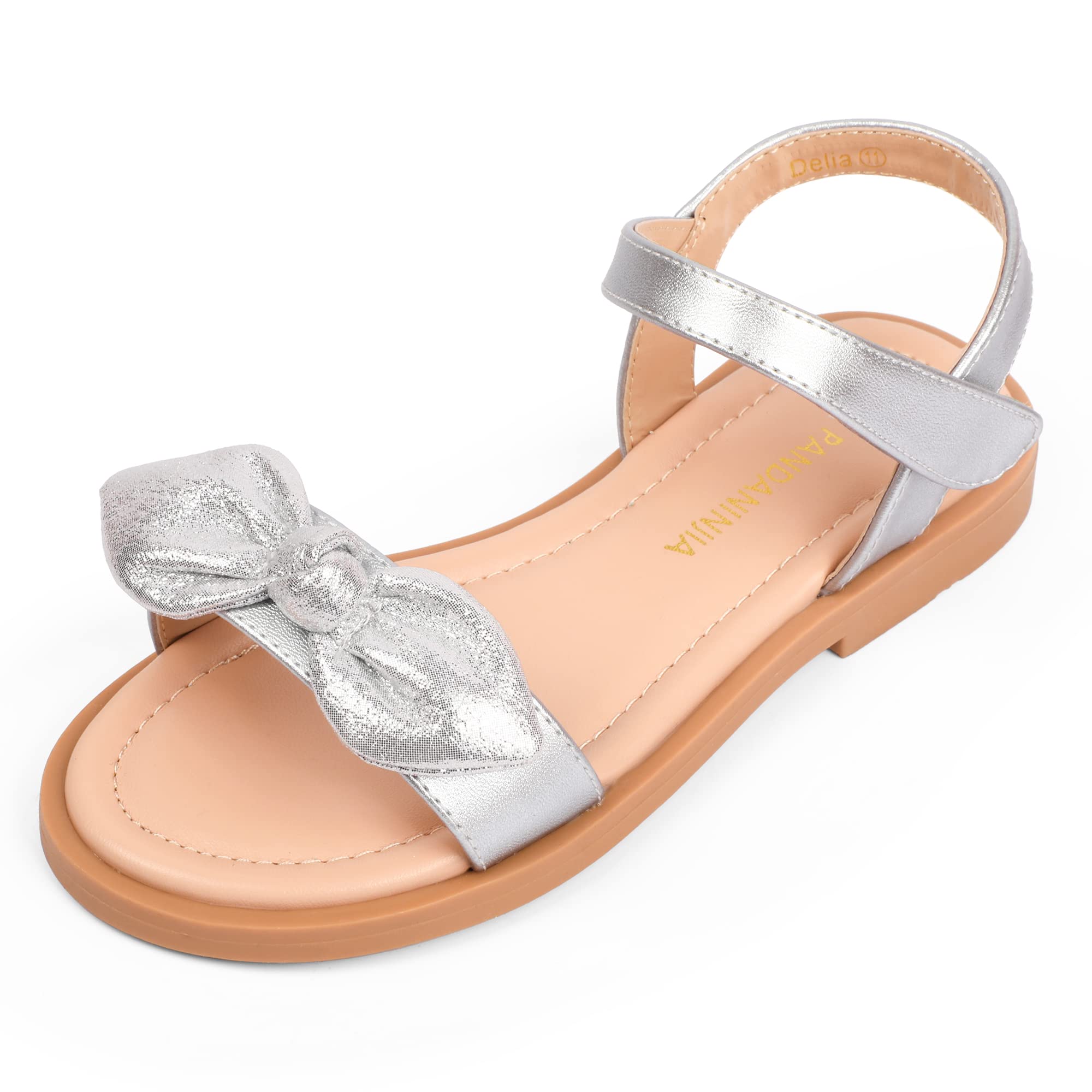 **PANDANINJIA Tracy Girls Sandals - Summer Open Toe Flat Shoes for Toddler, Little Kid & Big Kid - Comfortable Dress Sandals for Beach, Party & Everyday Wear**