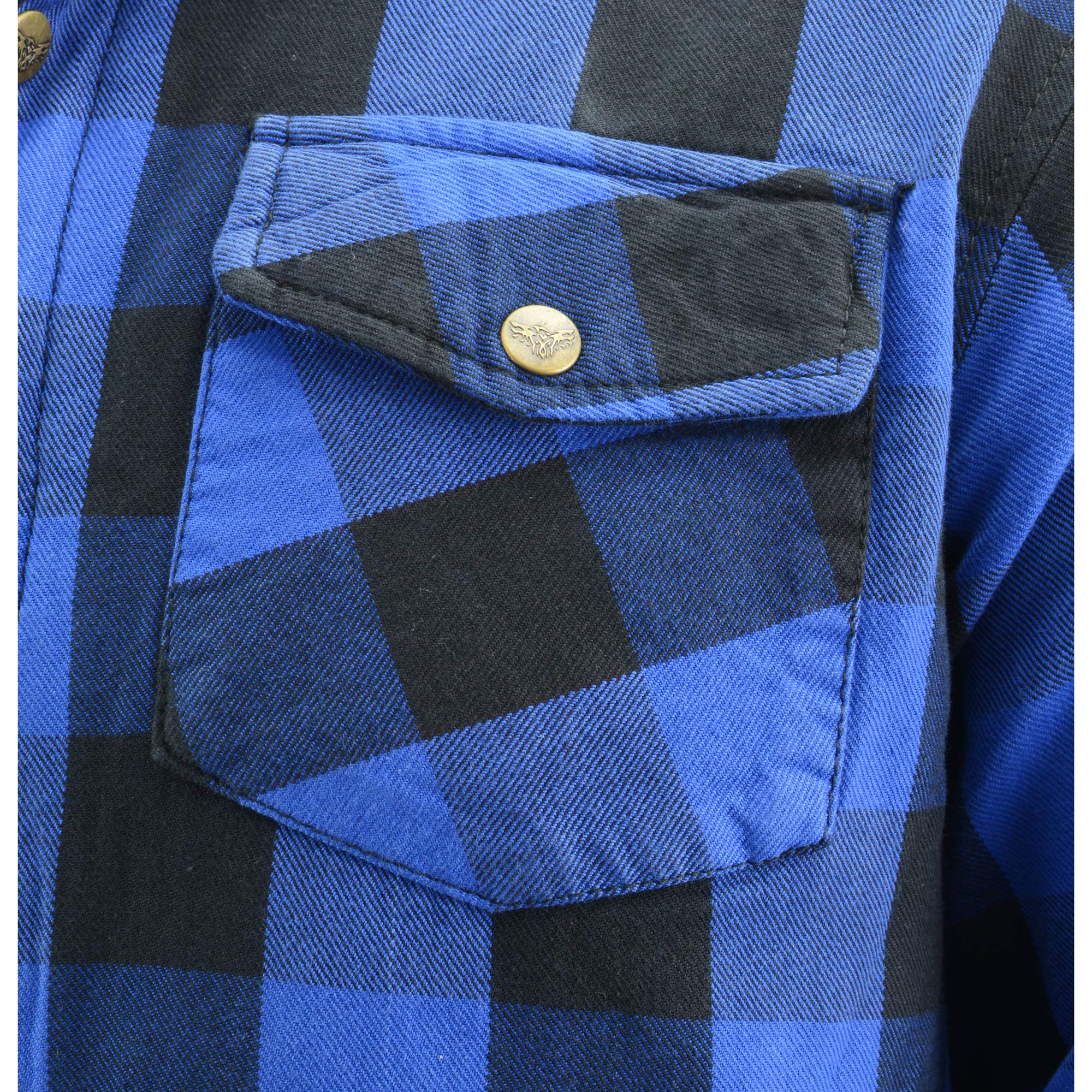 Milwaukee Leather Men's Plaid Flannel Blue Biker Shirt with CE Approved Armor - Aramid Fiber Reinforced MPM1634 (X-Large) | Motorcycle Riding Gear for Safety & Comfort