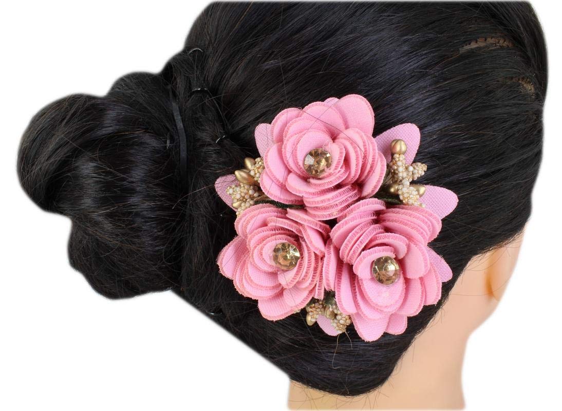 Pink Flower Hair Clip - 1 Piece | Elegant Hair Accessory for Women & Girls | Perfect for Weddings, Parties & Everyday Style