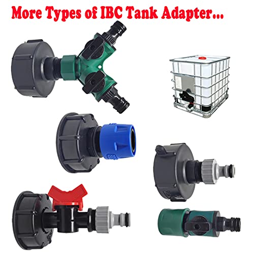 IBC Tote Tank Adapter Valve Fitting - Coarse Thread Drain Adapter for IBC Container to Garden Hose Quick Connect (Green) - Perfect for Water Transfer, Irrigation & Outdoor Gardening