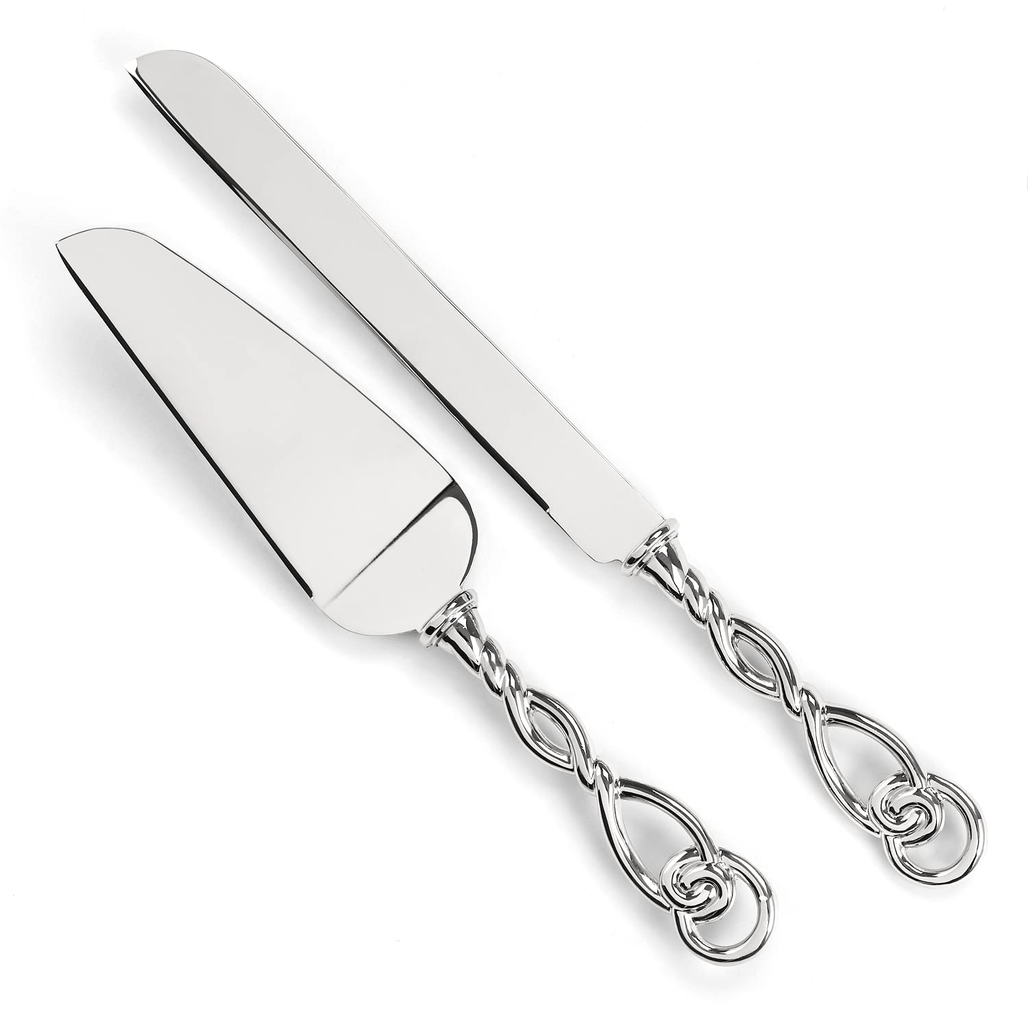 Elegant Cake Knife and Server Set with Love Knot Design - Perfect for Weddings, Birthdays & Special Occasions