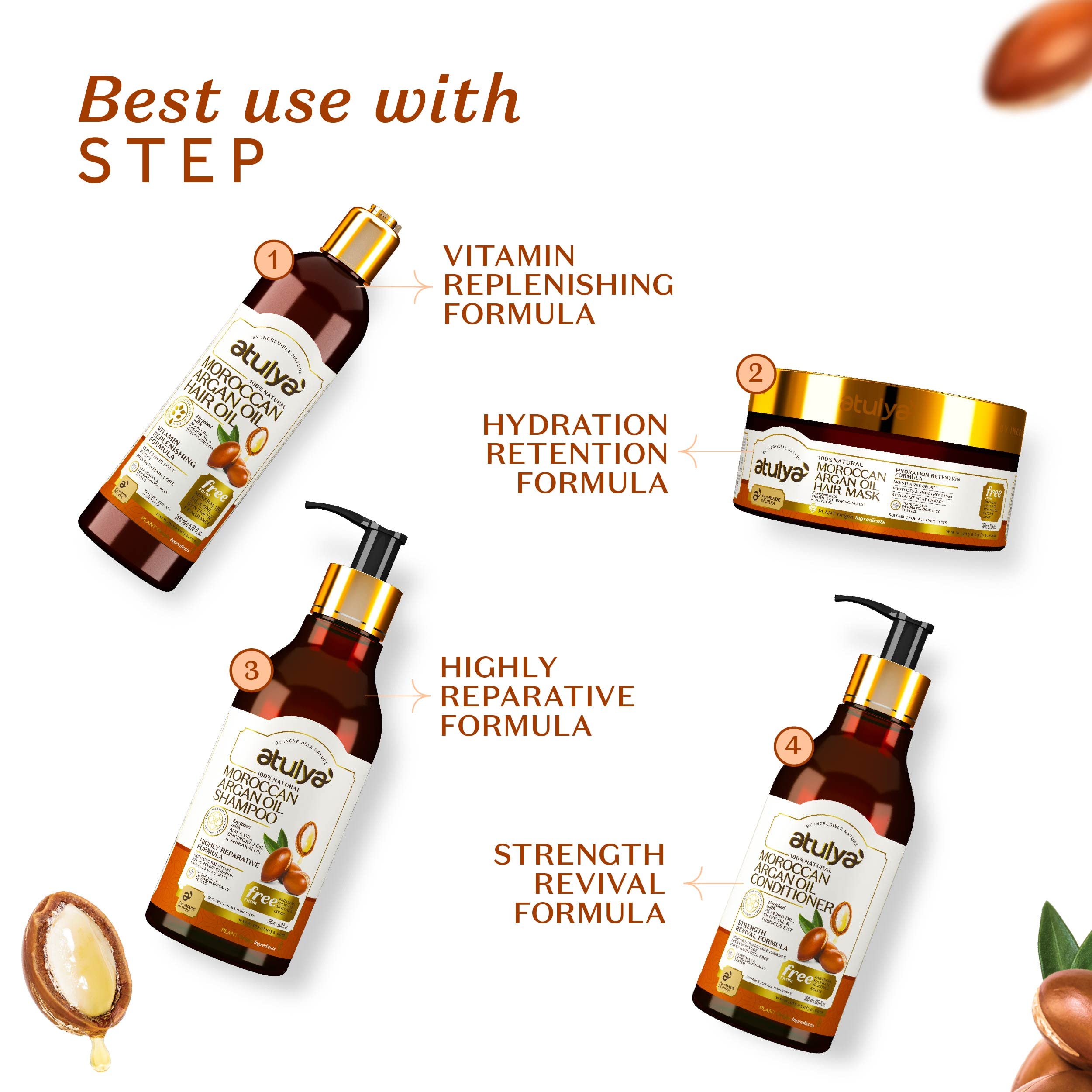 Atulya Moroccan Argan Oil Conditioner for Hair - Natural Hydrating & Repairing Treatment for Dry, Damaged Hair - Perfect for Daily Use & Salon-Quality Results at Home