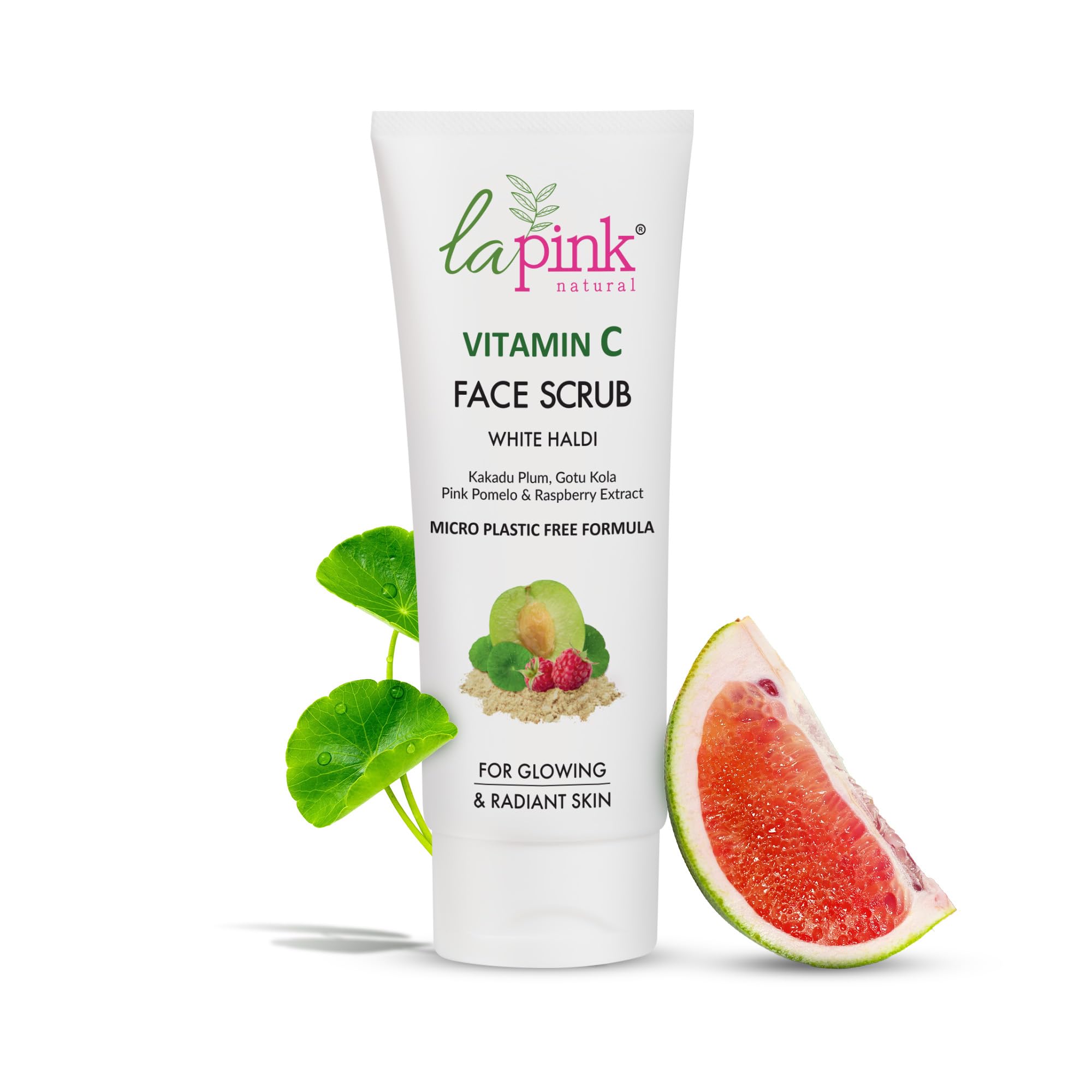 La Pink Vitamin C Face Scrub with White Turmeric & Gotu Kola | Gentle Exfoliating Scrub for Brighter Skin | 100% Microplastic-Free, Natural Formula | Suitable for All Skin Types | 100ml | Perfect for Daily Skincare Routine & Glowing Complexion