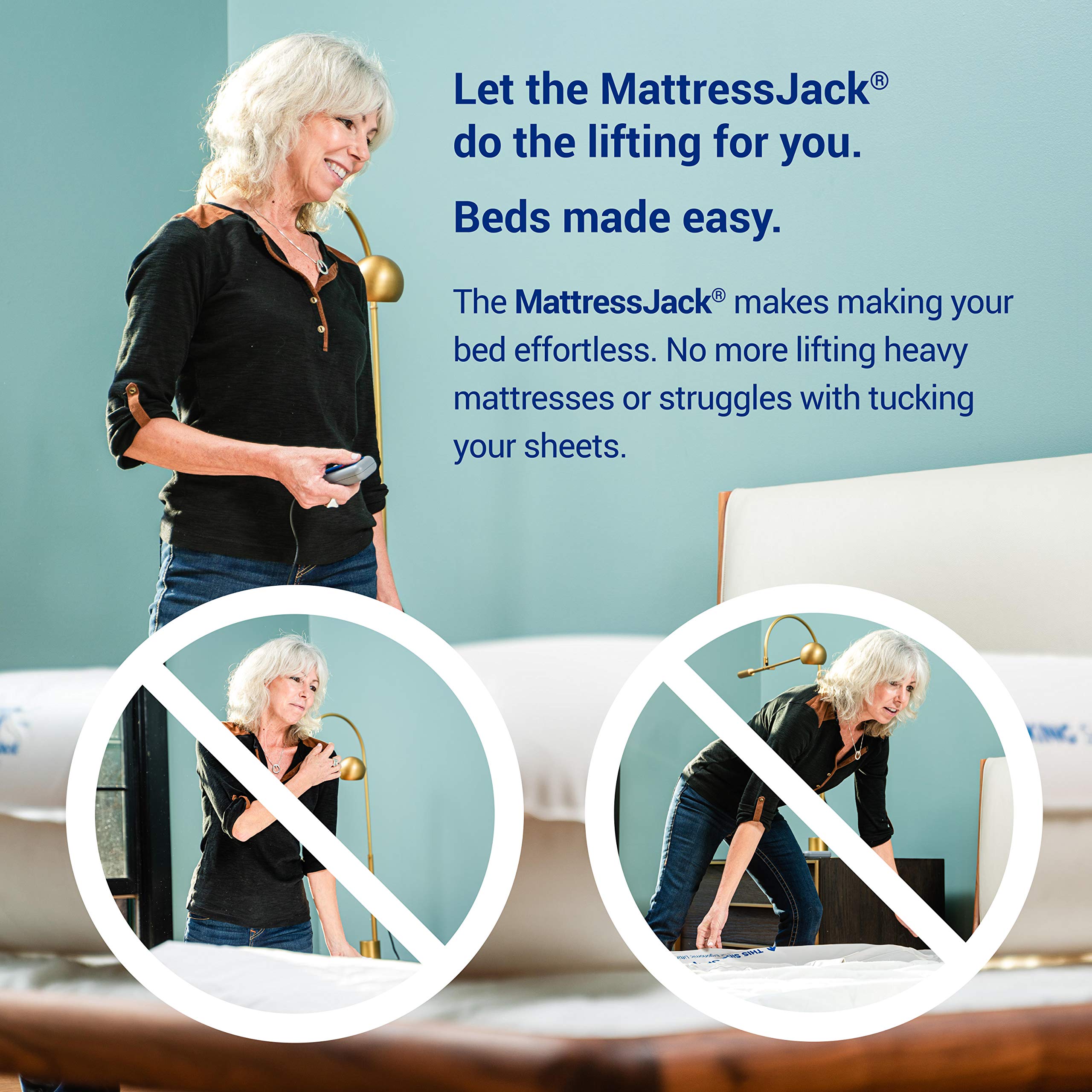 **Mattress Jack Lifter - Easy Use Mattress Elevator for Bed Making & Sheet Tucking - Mobility Aid for Elderly & Disabled with Inflatable Ring, Air Pump & Controller - Bed Riser & Lift Tool for Home, Hospital & Caregiving**